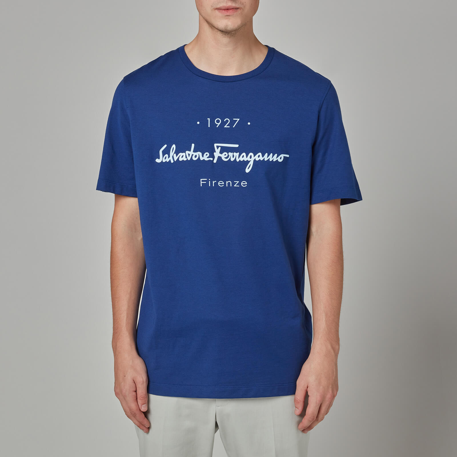 Salvatore Ferragamo Men's 1927 Logo T-Shirt - Pacific Ocean Blue/Flower - S
