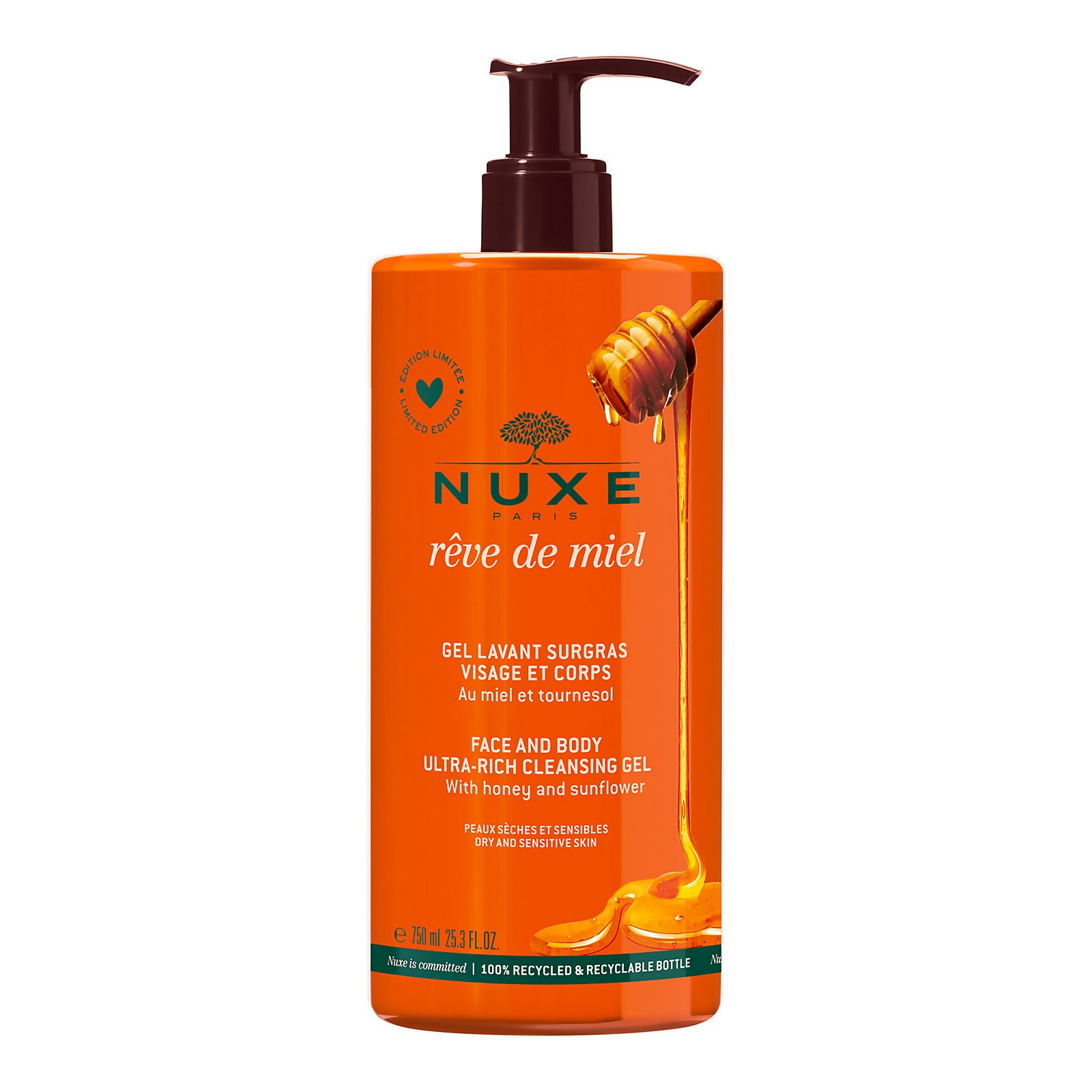 NUXE Surgras Face and Body Wash, Rêve de Miel - 750 ml
