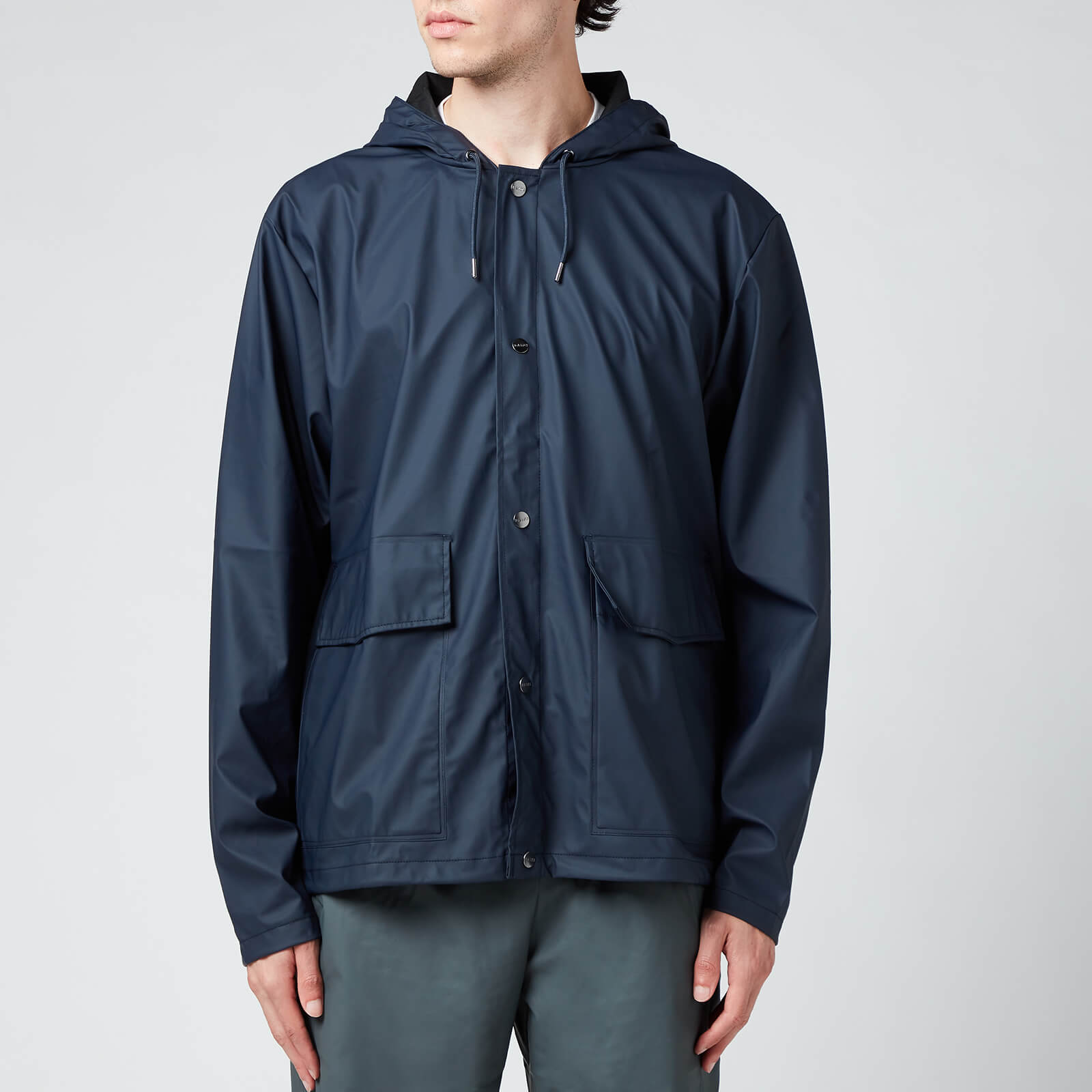 Rains Short Hooded Coat - Blue - L/XL