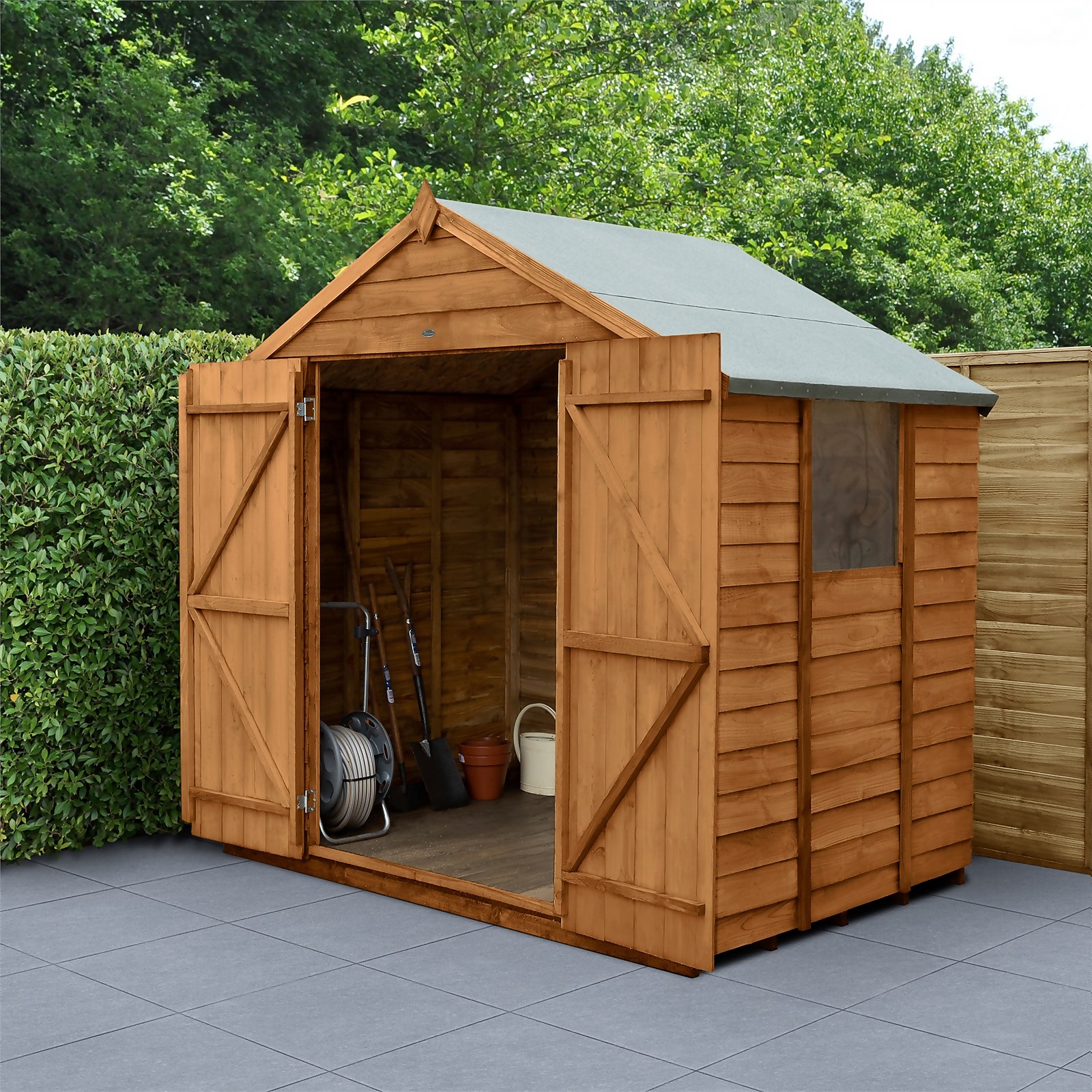 Forest Overlap Dip Treated 7x5ft Apex Shed - Double Door