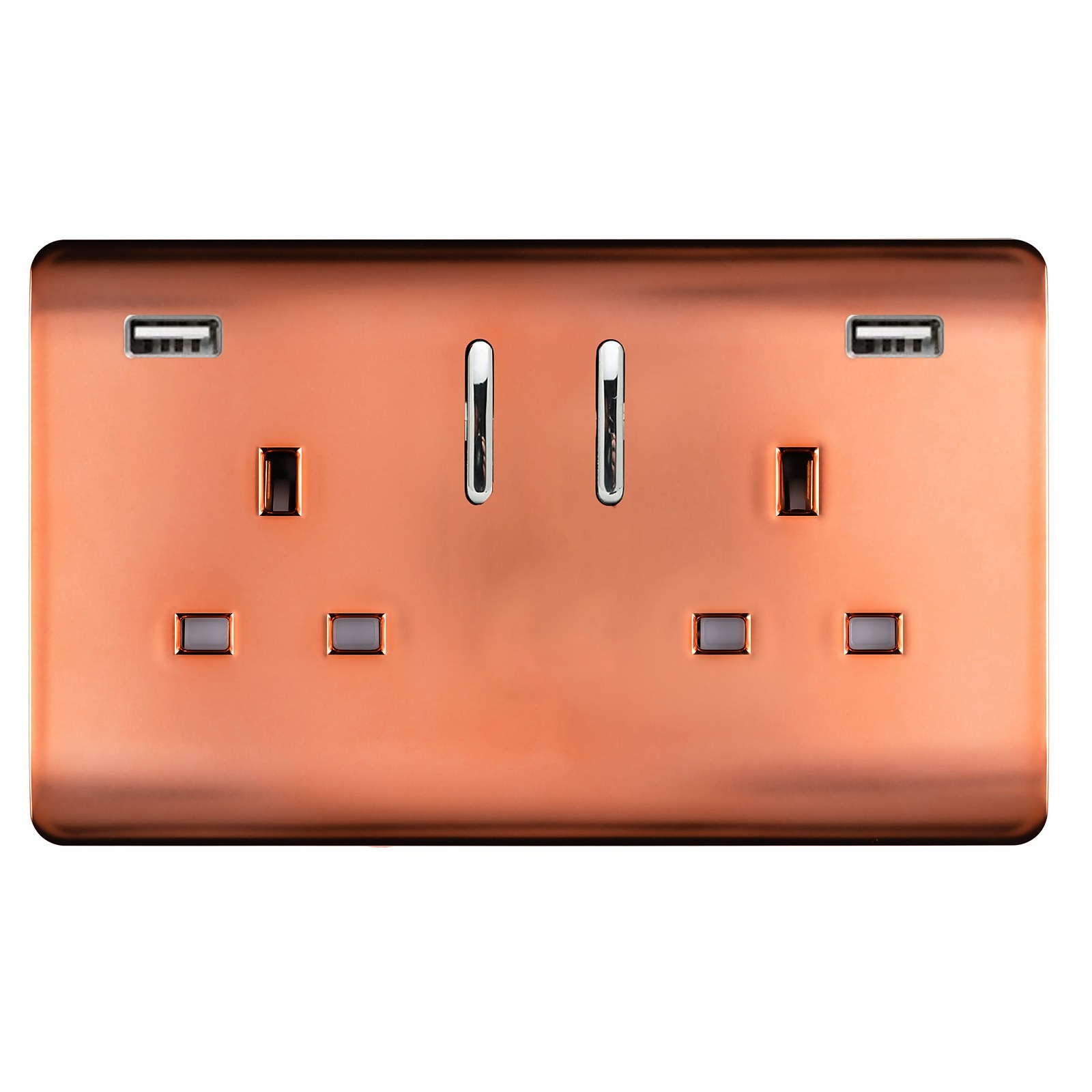 Photo of Trendi Switch 2 Gang 13amp Double Socket And 2 Usb Ports - Copper