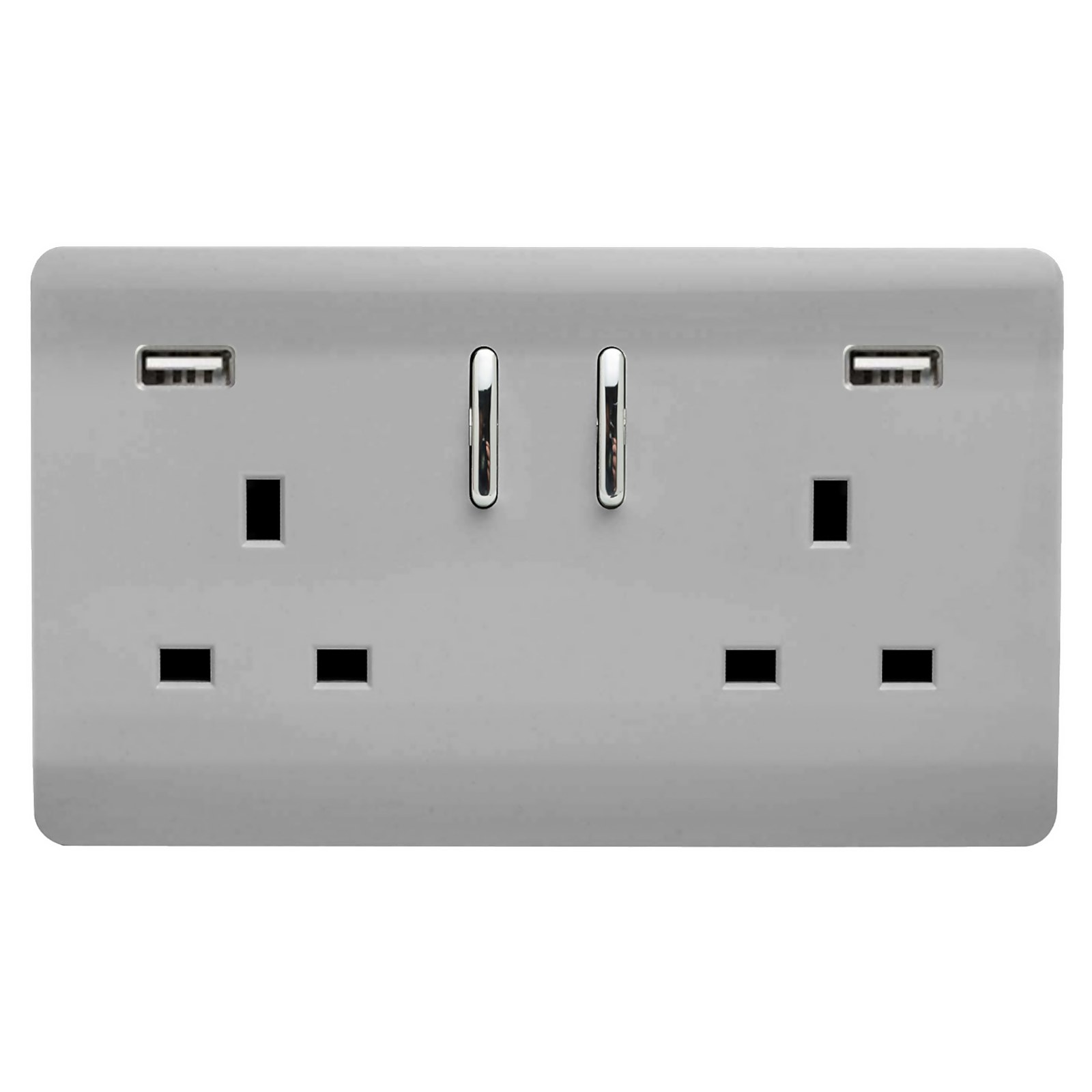 Photo of Trendi Switch 2 Gang 13amp Double Socket And 2 Usb Ports - Stainless Steel