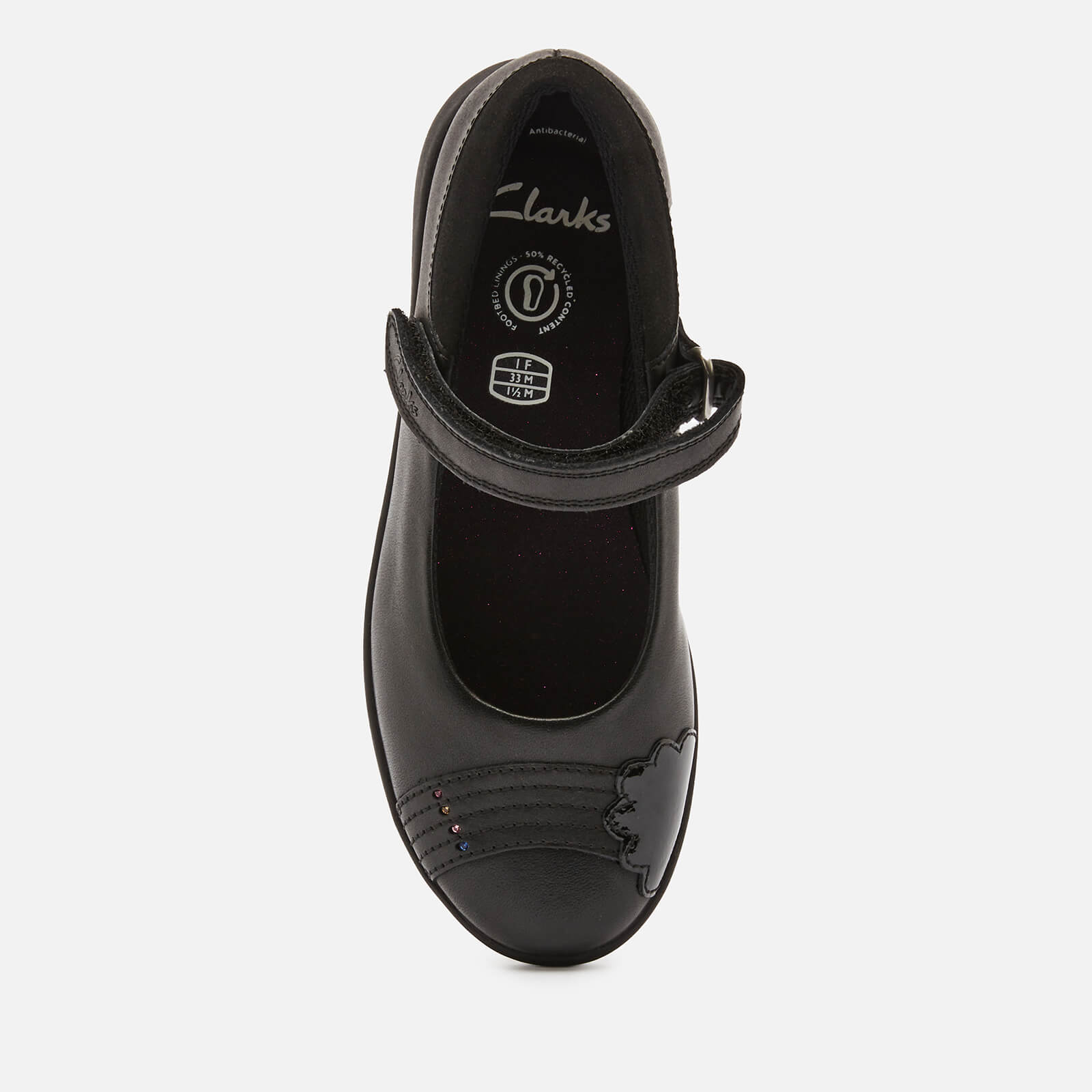 clarks etch beam kids' school shoes - black leather - uk 10 kids