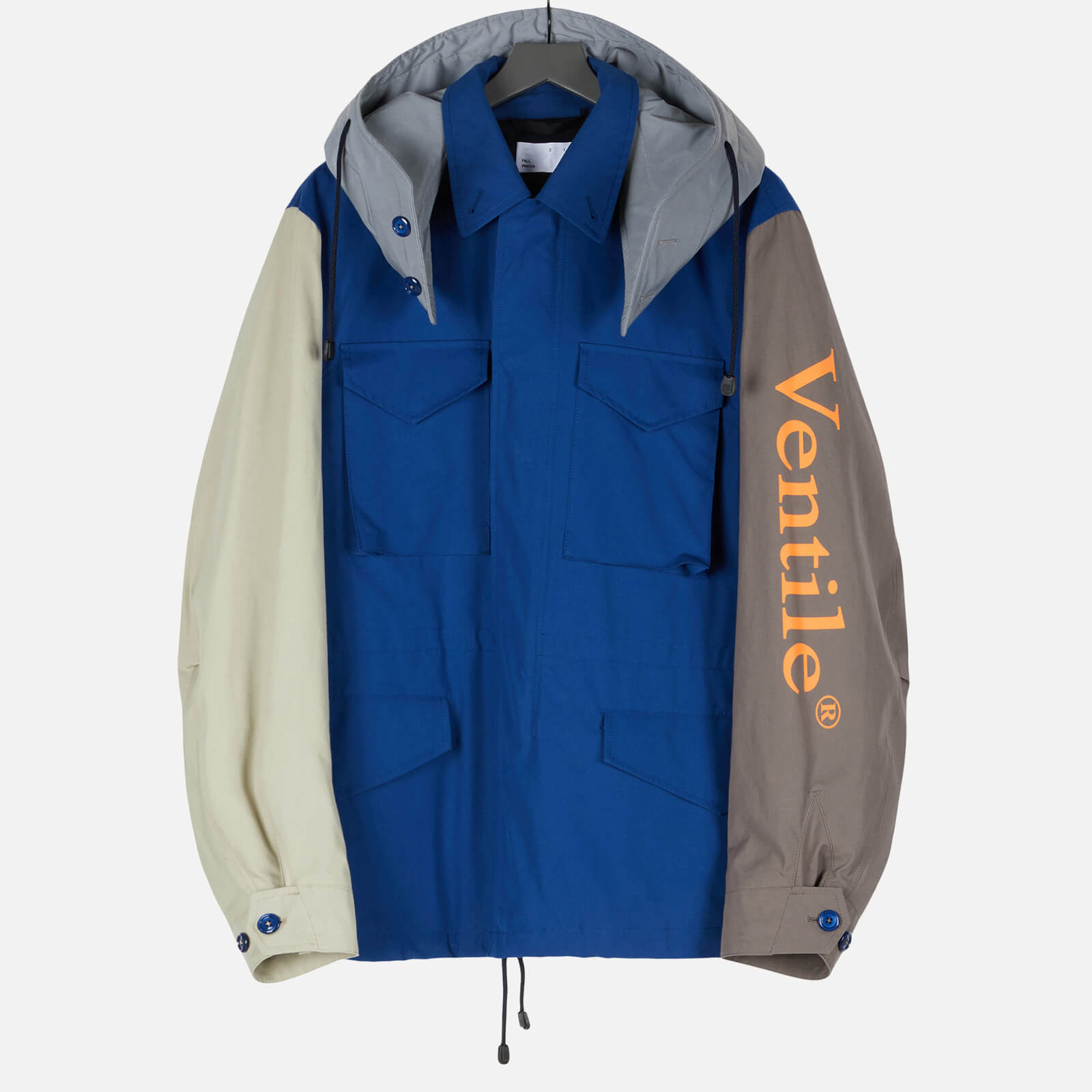 4SDesigns Men's Hooded Field Jacket - Blue - 46/S