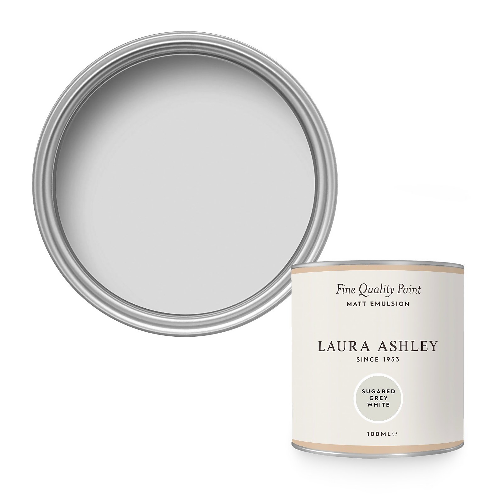 Photo of Laura Ashley Matt Emulsion Paint Sugared Grey White Tester 100ml