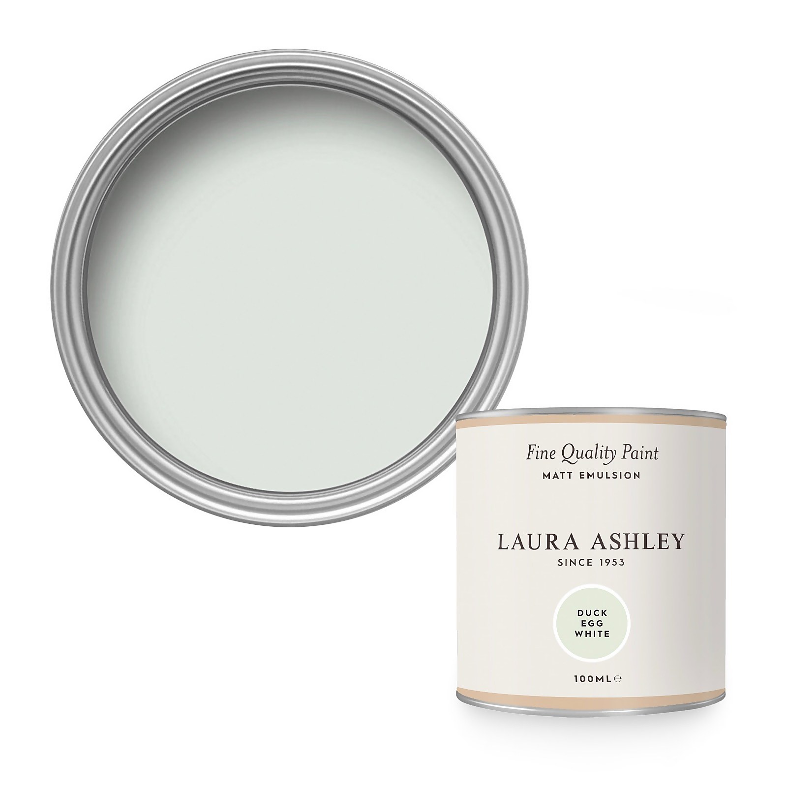 Photo of Laura Ashley Matt Emulsion Paint Duck Egg White Tester 100ml