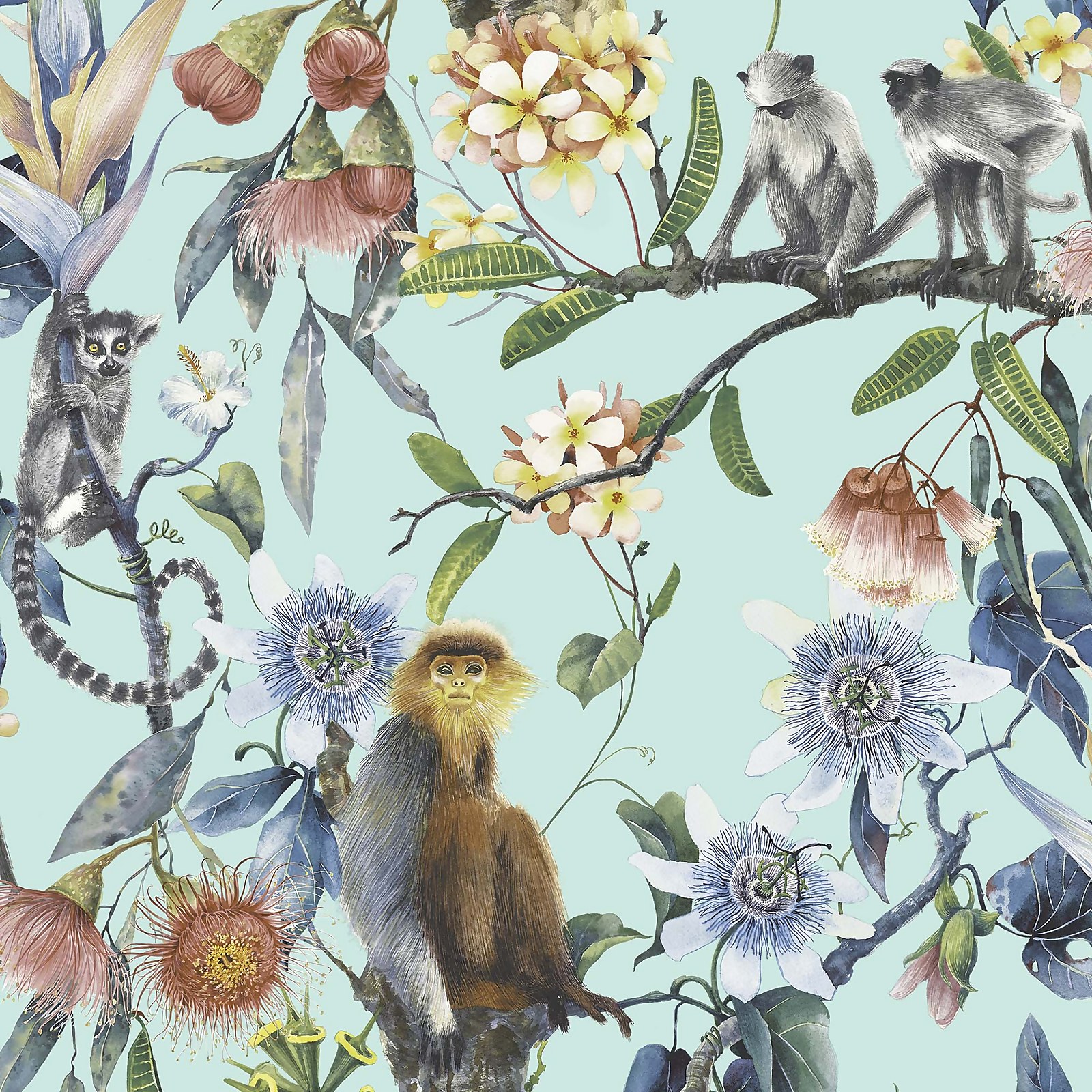 Photo of Organic Textures Lemur Turquoise Wallpaper Sample