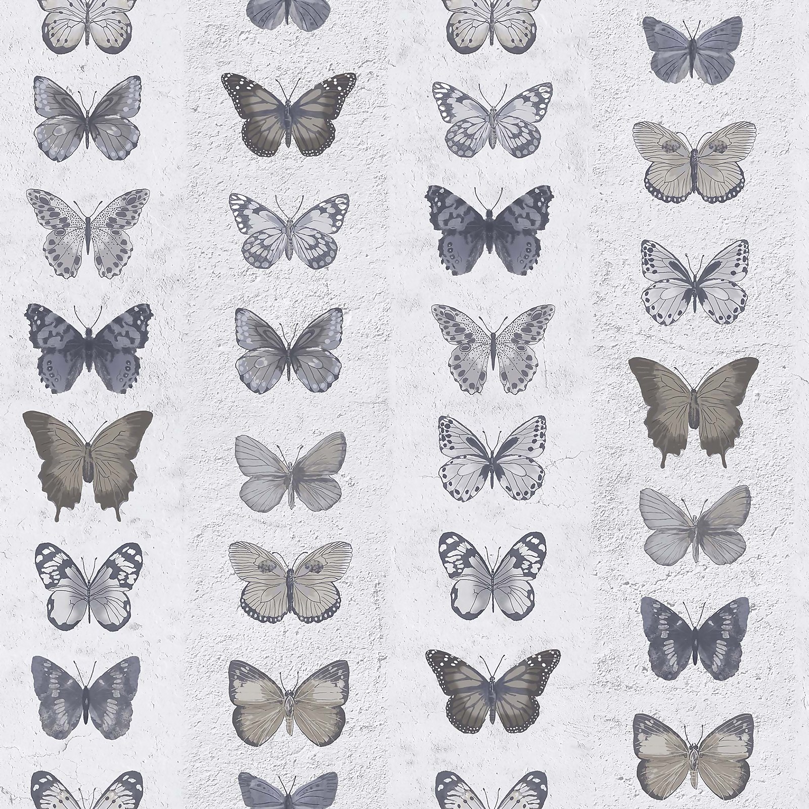 Photo of Organic Textures Jewel Butterflies Grey Wallpaper Sample