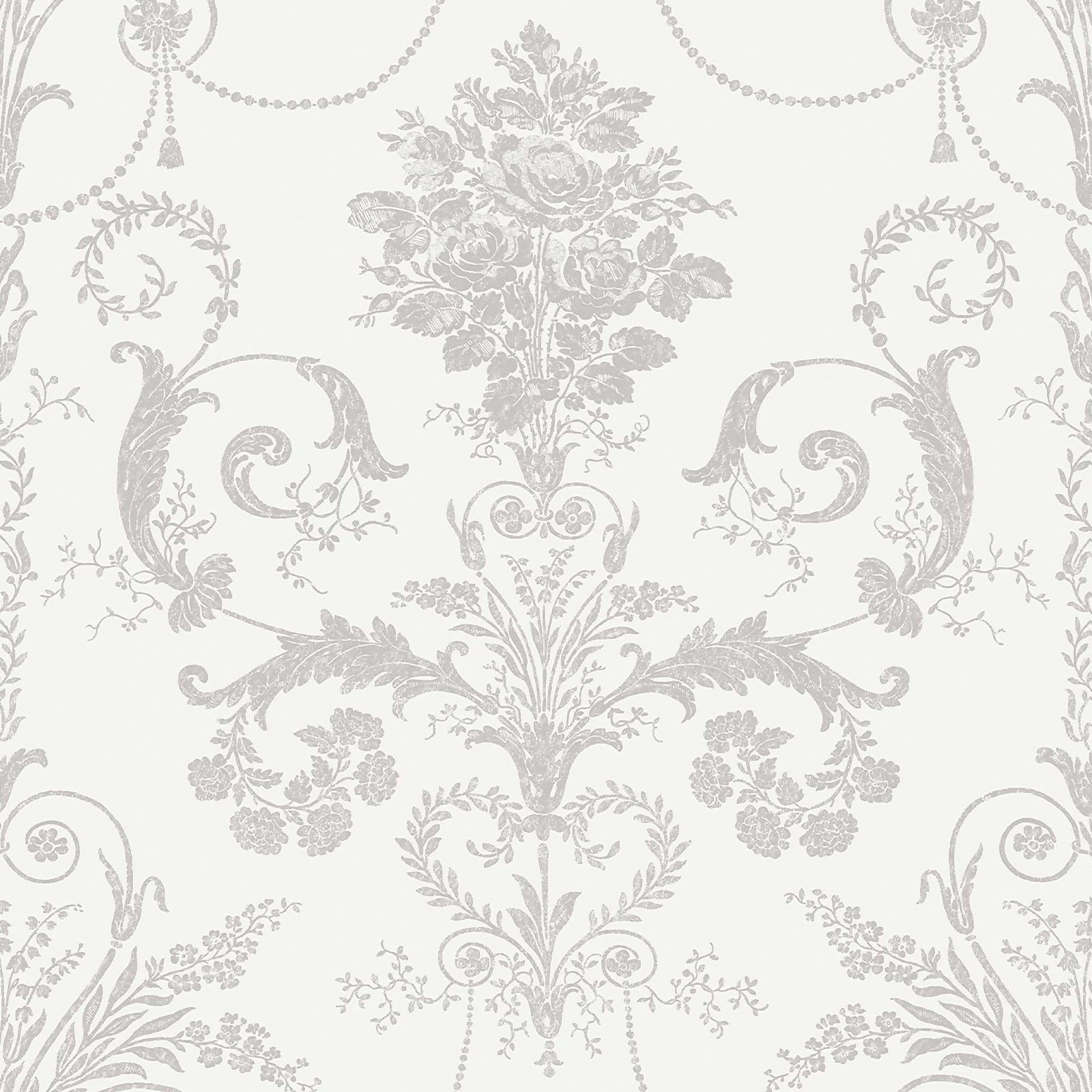 Laura Ashley Josette Dove Grey/White Wallpaper
