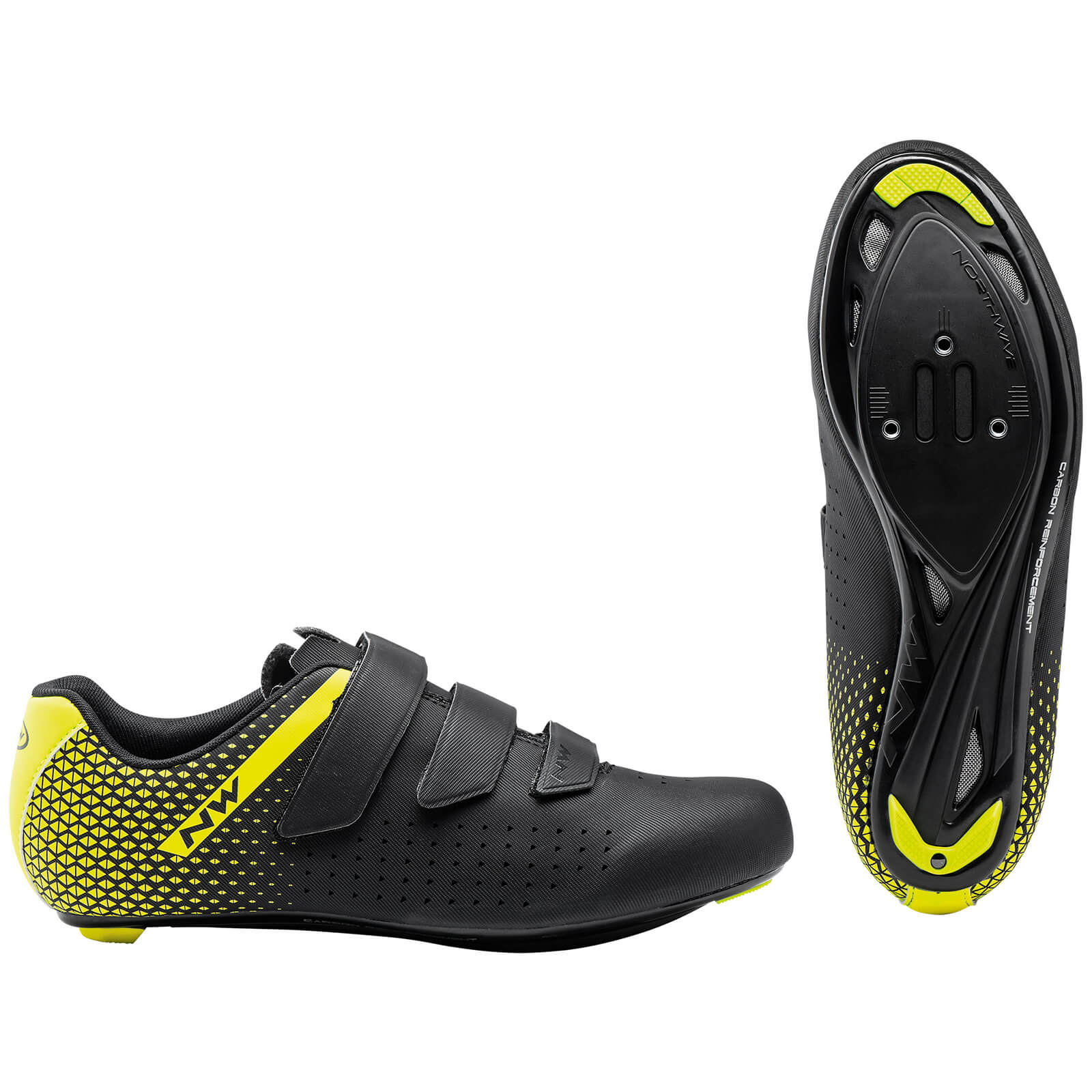 Northwave Core 2 Road Shoes - EU44 - Black/Yellow Fluo
