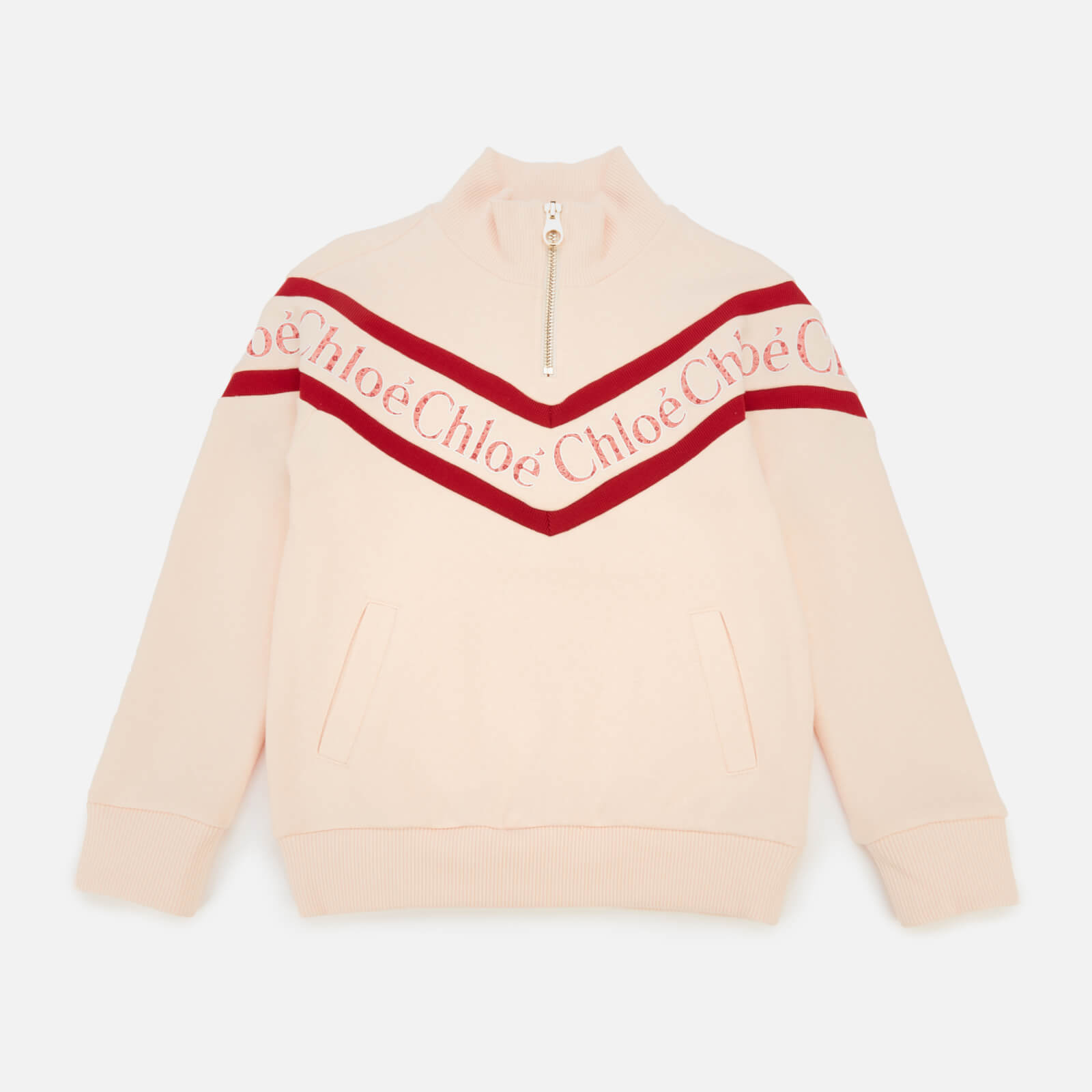 Chloé Girls Half Zip Logo Sweatshirt - Pale Pink - 5 Years