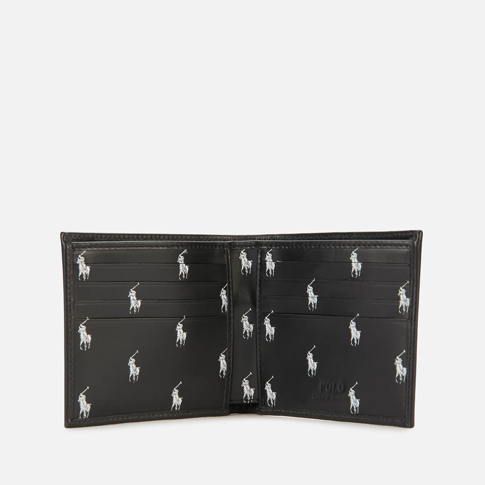 polo ralph lauren men's internal all over print bifold wallet - black/white