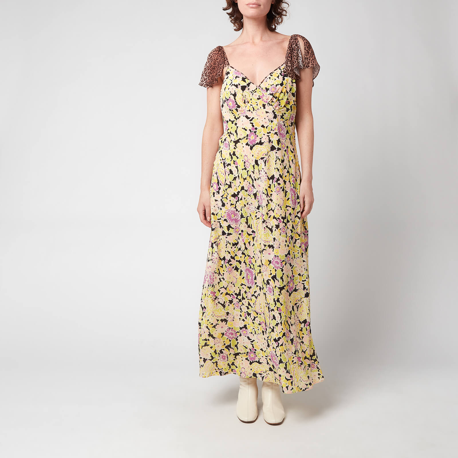 RIXO Women's Effie Midi Dress - Lilac Meadow Leopard Mix - UK 10