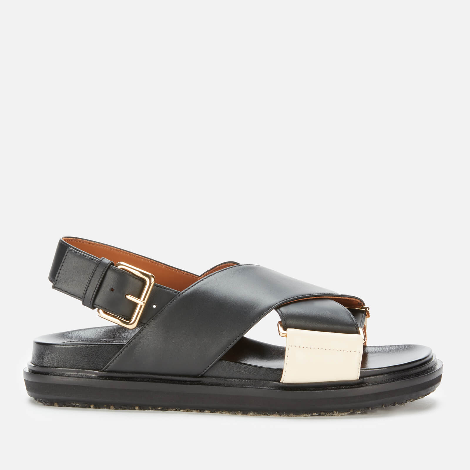 Marni Women's Fussbett Leather Cross Front Sandals - Black/White - UK 3