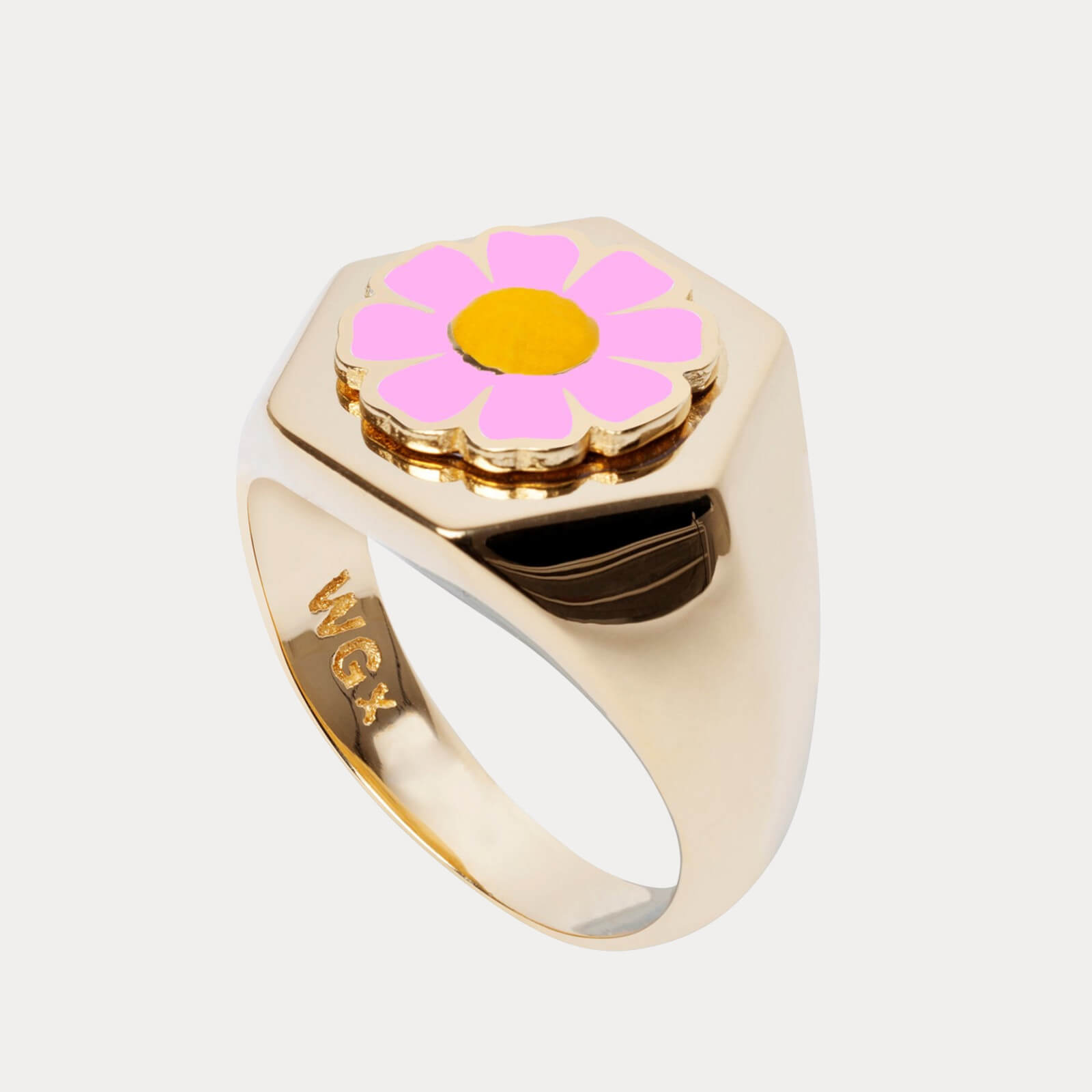 Wilhelmina Garcia Women's Gold Daisy Ring - Pink - EU 46