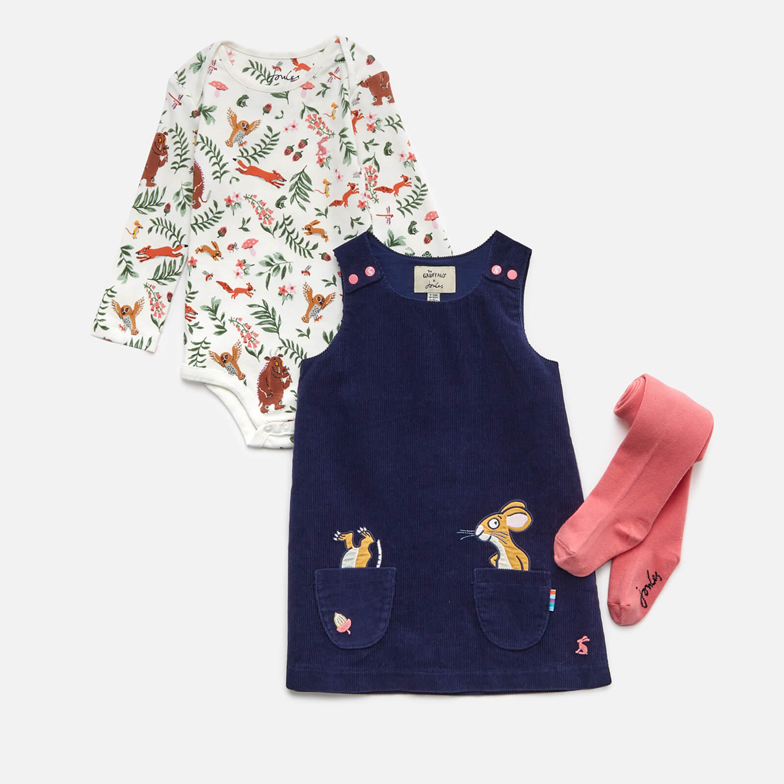 Joules Babys' Miya Pinafore Dress Set with Tights - Gruffalo Mouse Navy - 18-24 months