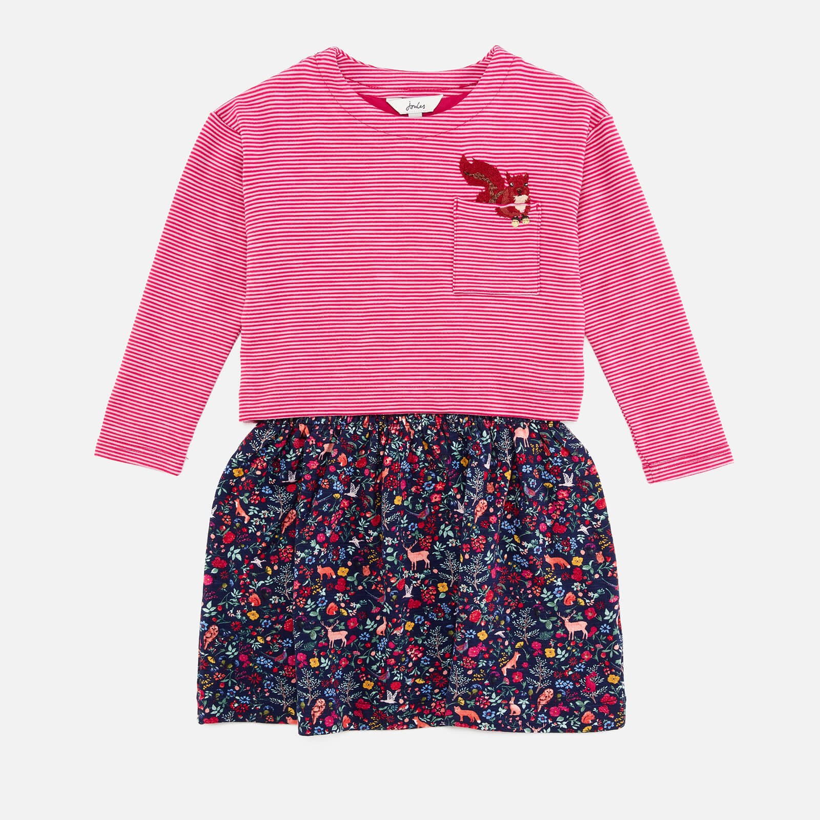 joules girls' mock layer dress - ditsy - 3 years