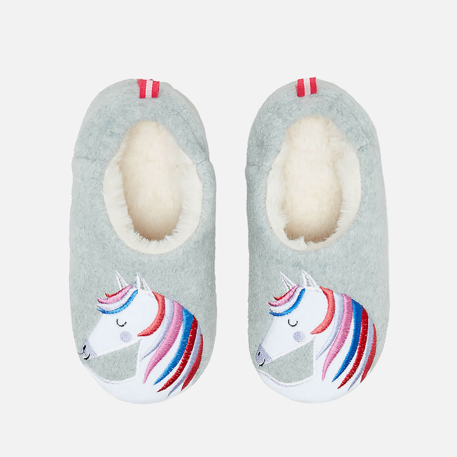 Joules Girls' Rainbow Horse Slippers - Grey - Small