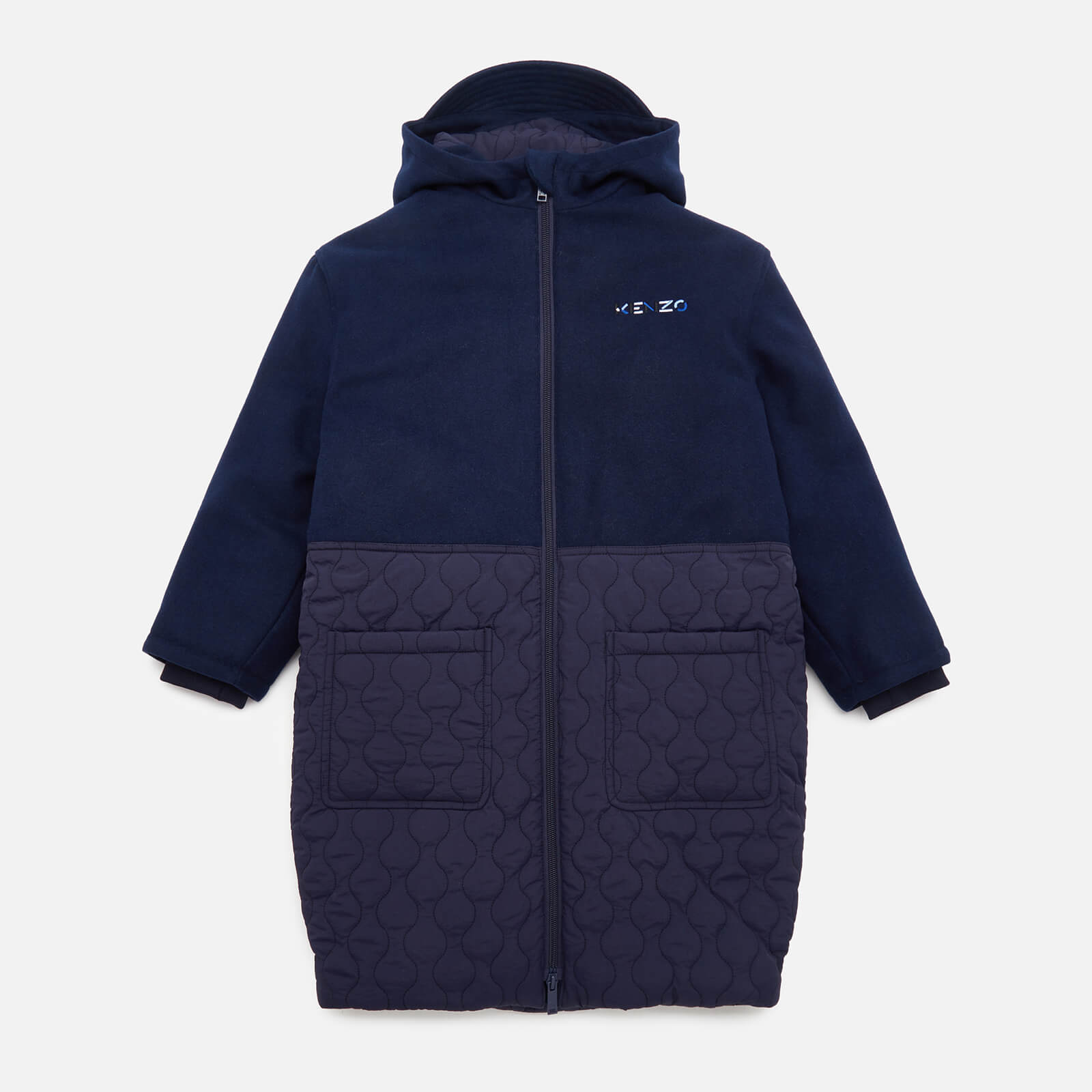 KENZO Girls' Emboidered Hooded Coat - Electric Blue - 4 Years