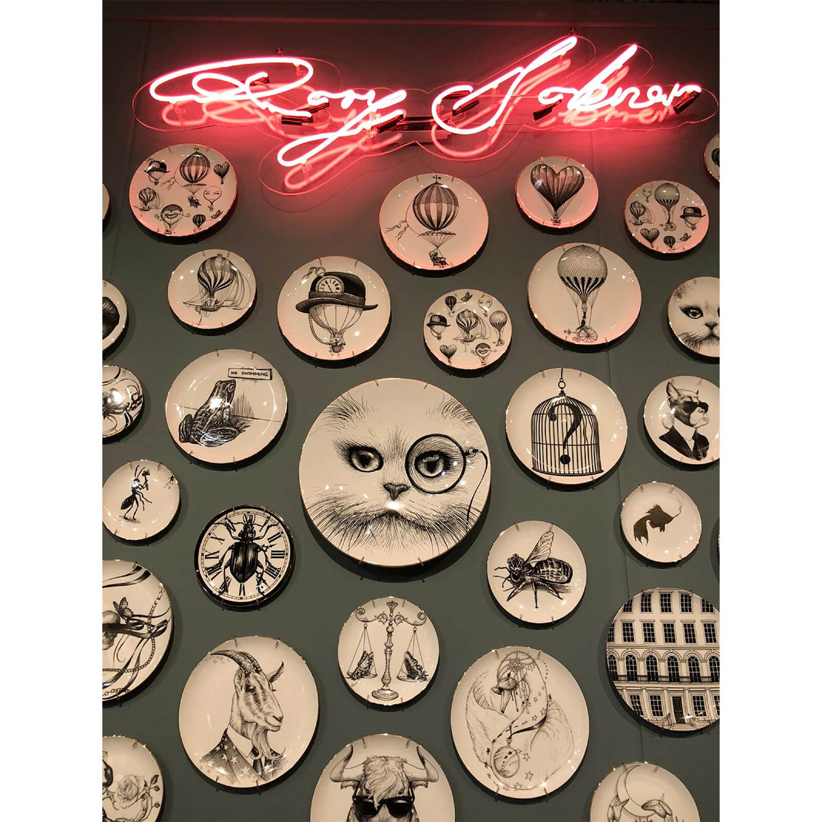 Rory Dobner Decorative Perfect Plate - Cat Monocle - Large (27.5cm) 13003 Cm Kitchen, Black