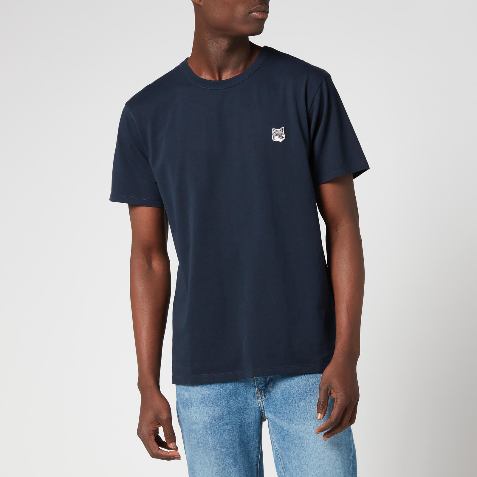 Maison Kitsuné Men's Grey Fox Head Patch Classic T-Shirt - Navy - S