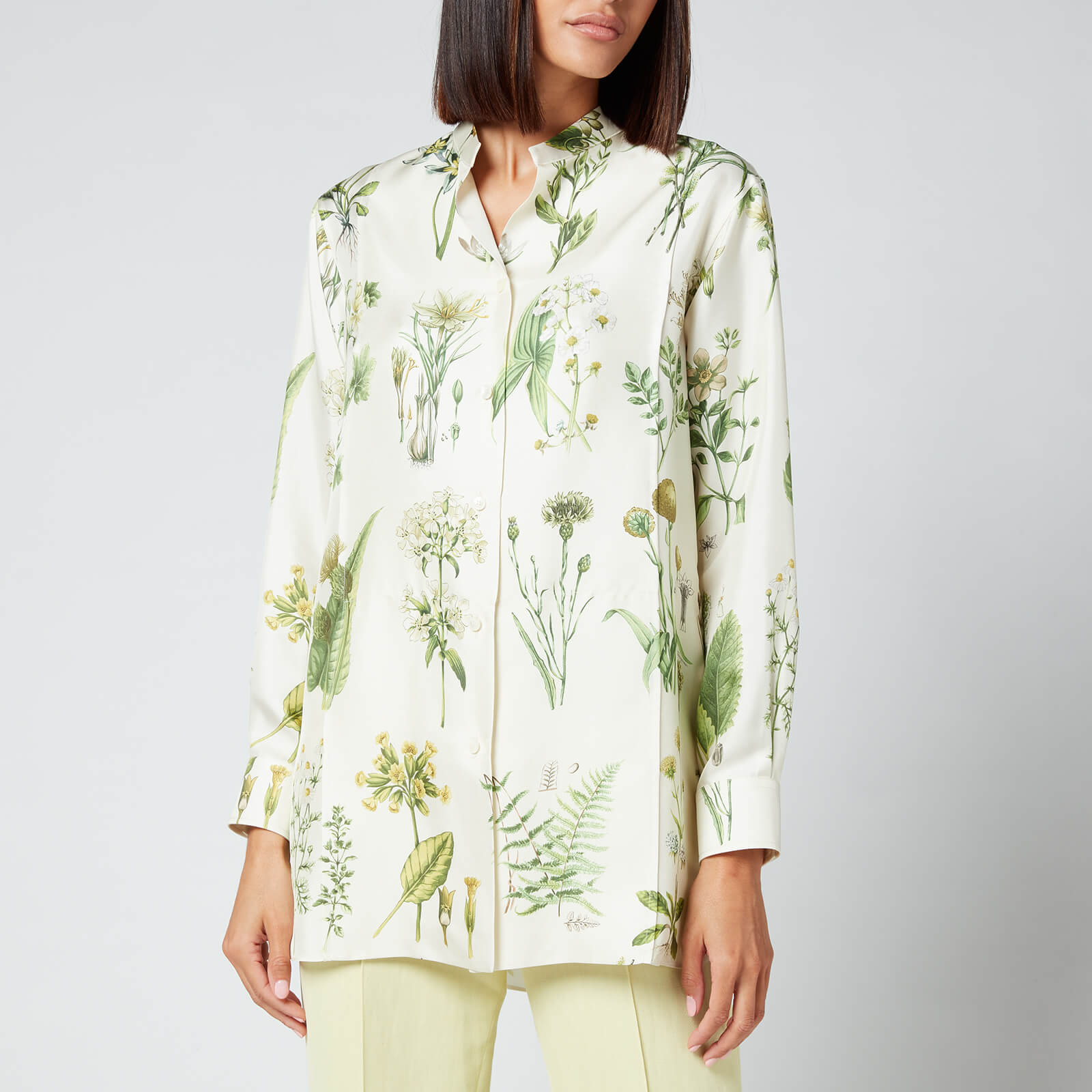 Salvatore Ferragamo Women's Printed Leaf Shirt - Toni Hedren Green - IT 36