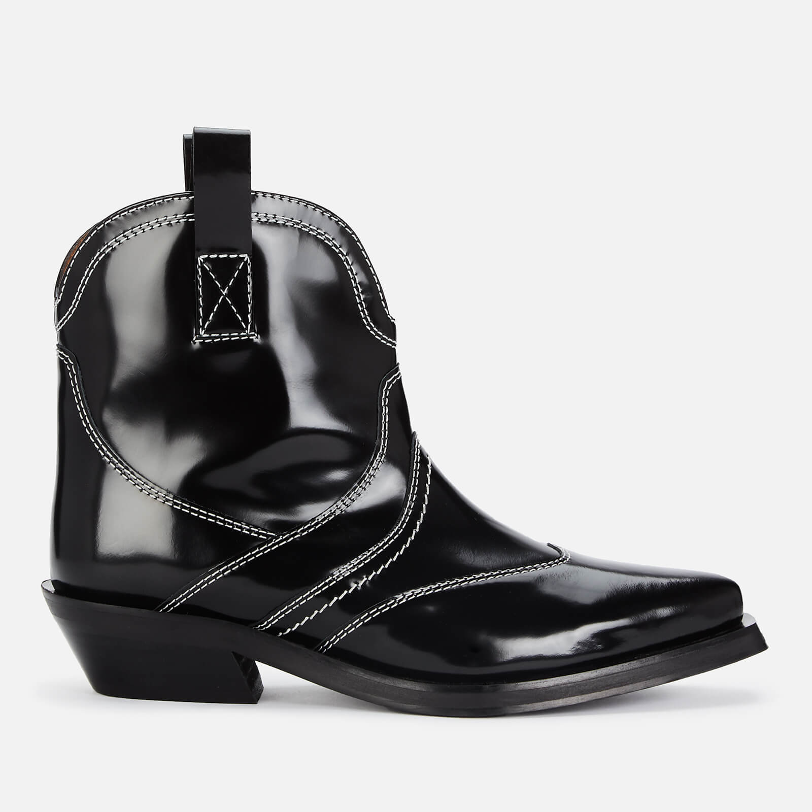 Ganni Women's Brus Off Leather Western Boots - Black - UK 3