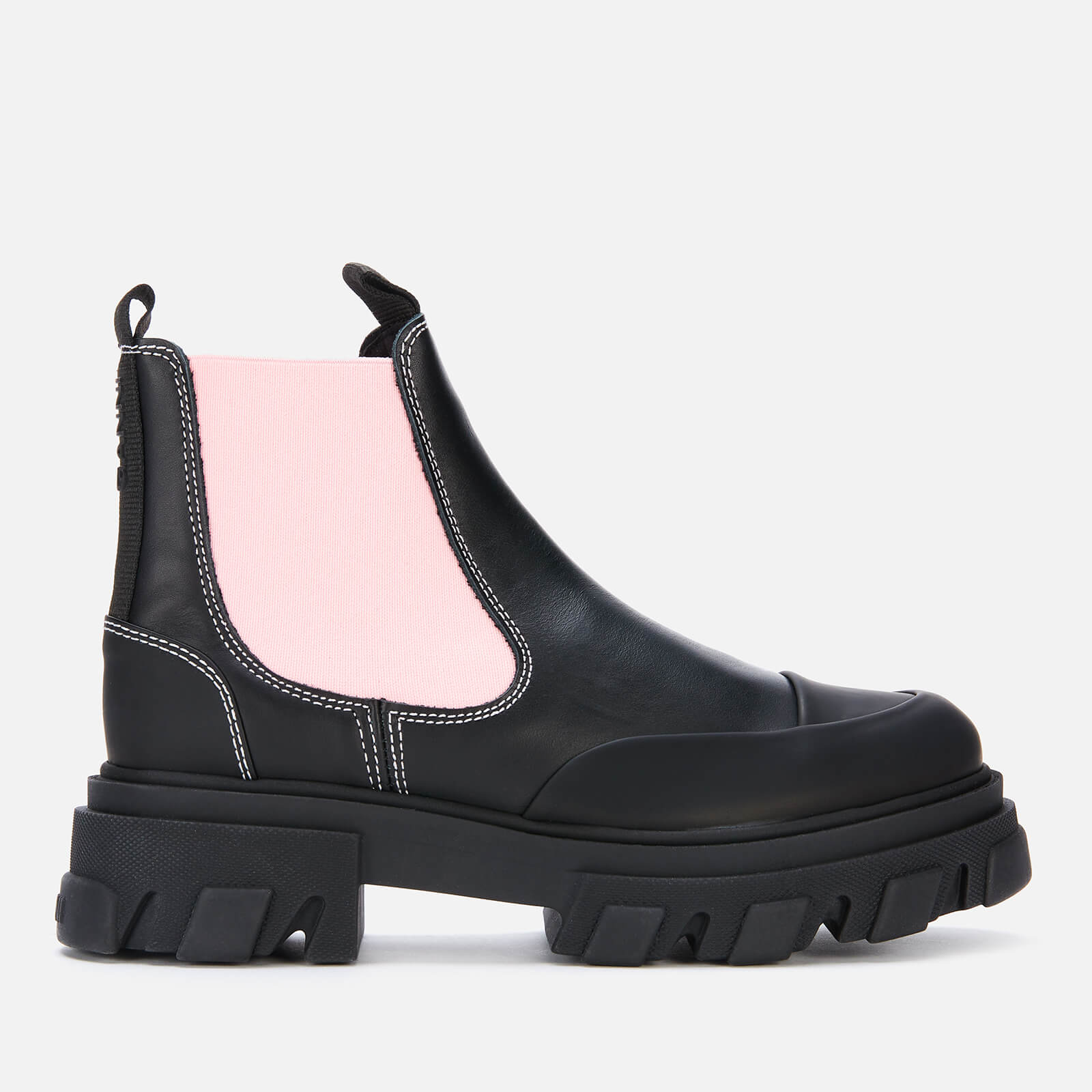 Ganni Women's Leather Chelsea Boots - Black/Pink - UK 7