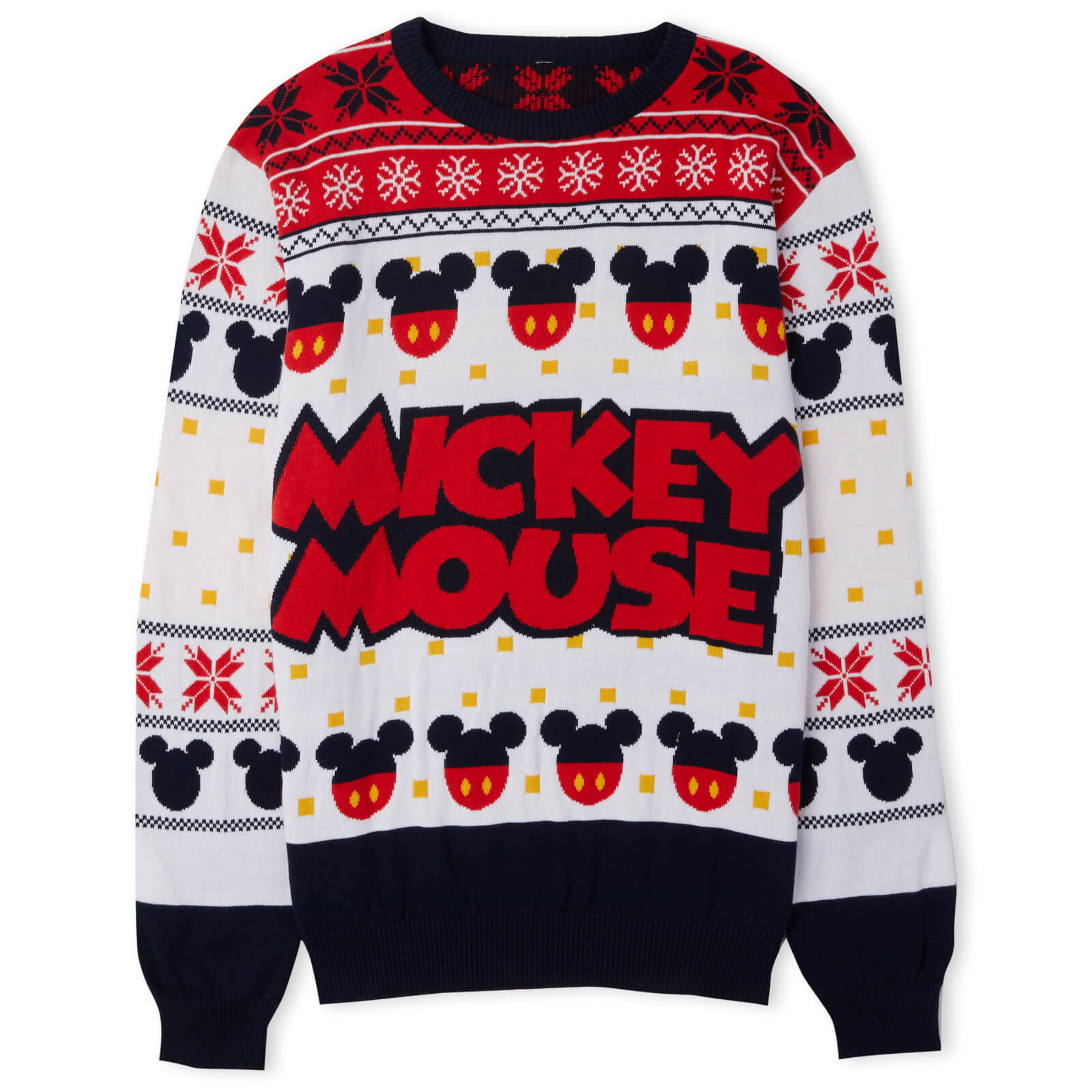 Mickey Mouse Christmas Knitted Jumper White - L