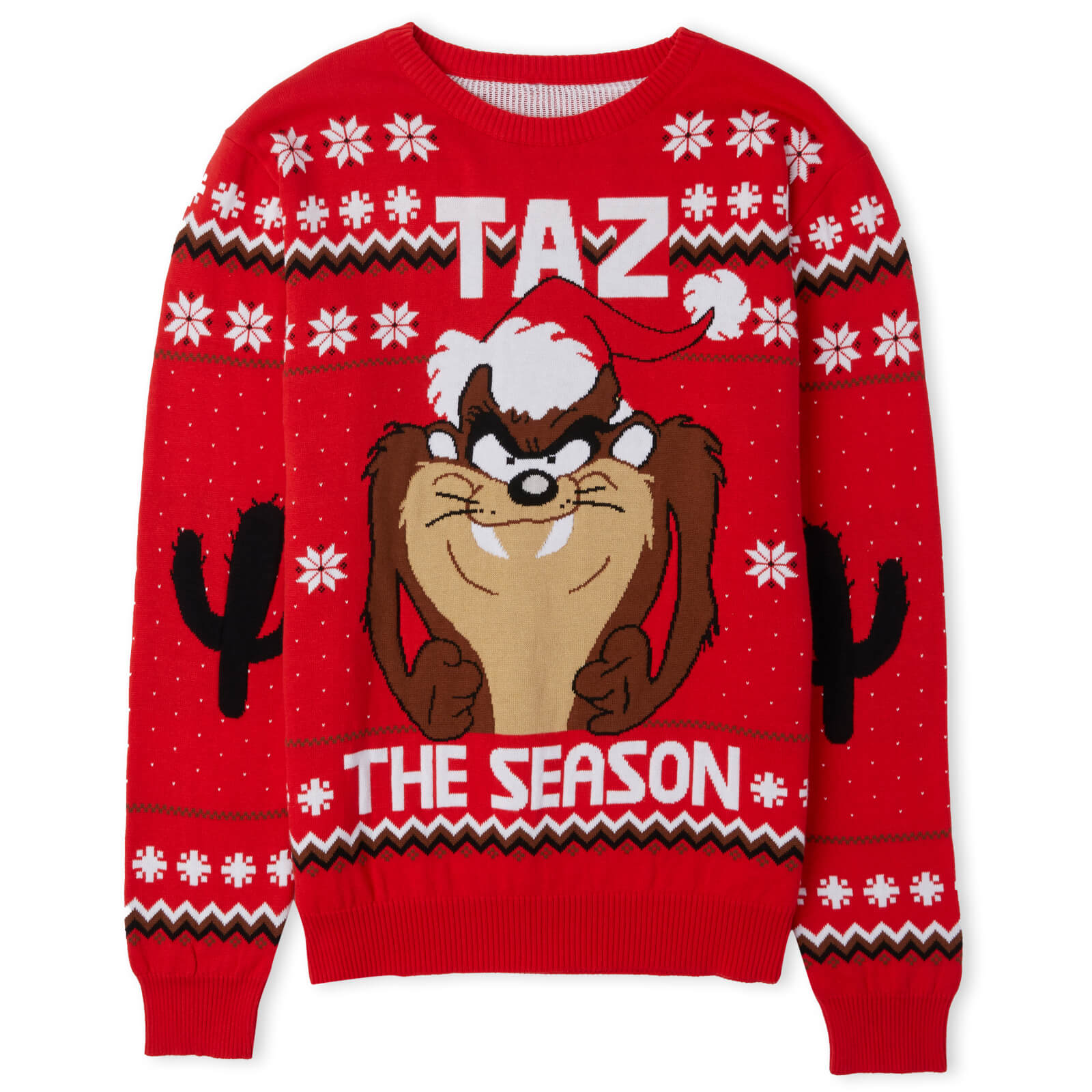 Taz the Season Christmas Knitted Jumper Red - L