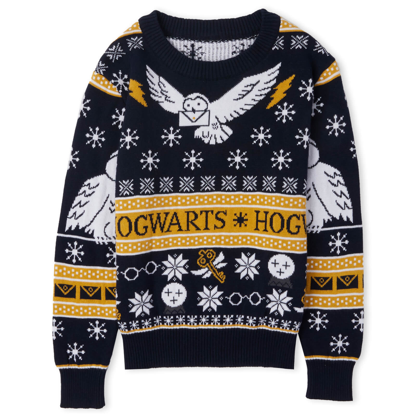Harry Potter Owl Mail Kids Christmas Knitted Jumper Navy - S
