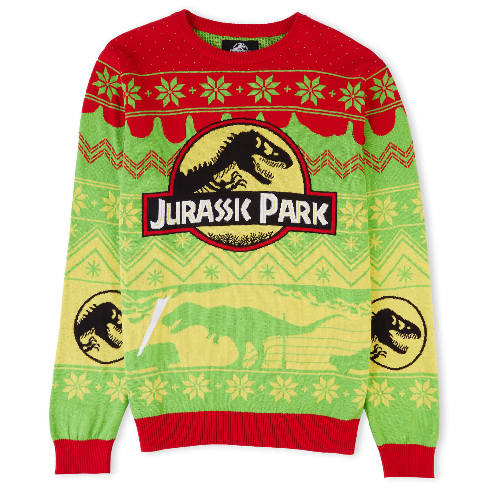 Jurassic Park Turn The Light Off Christmas Knitted Jumper Yellow - Xl