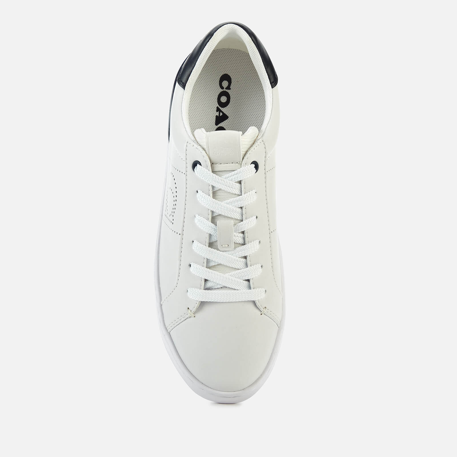 coach women's lowline leather cupsole trainers - optic white/midnight navy - uk 3