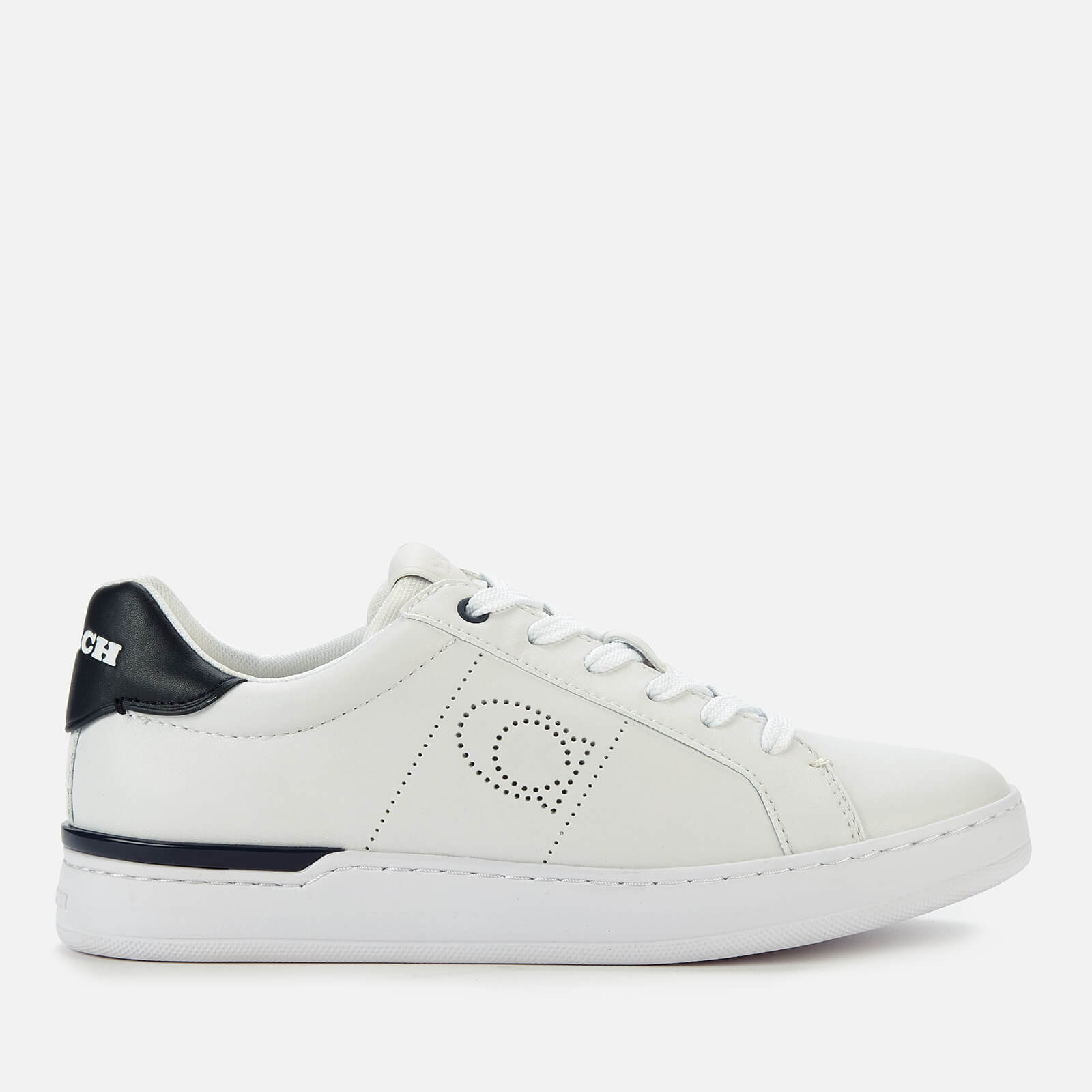 Coach Women's Lowline Leather Cupsole Trainers - Optic White/Midnight Navy - UK 7