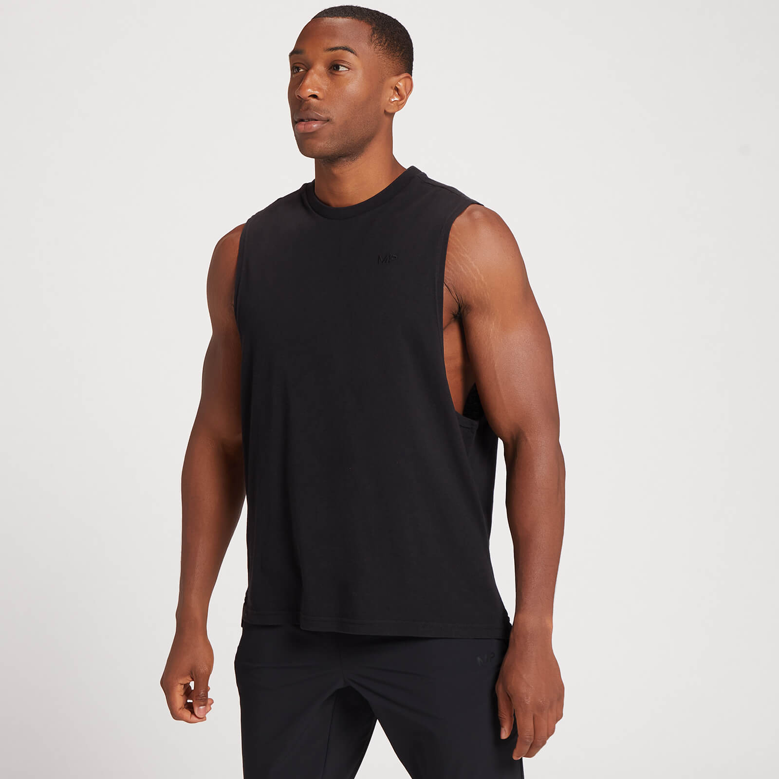 Camiseta de entrenamiento de tirantes con sisas caídas Dynamic para hombre de MP - Negro lavado - XS