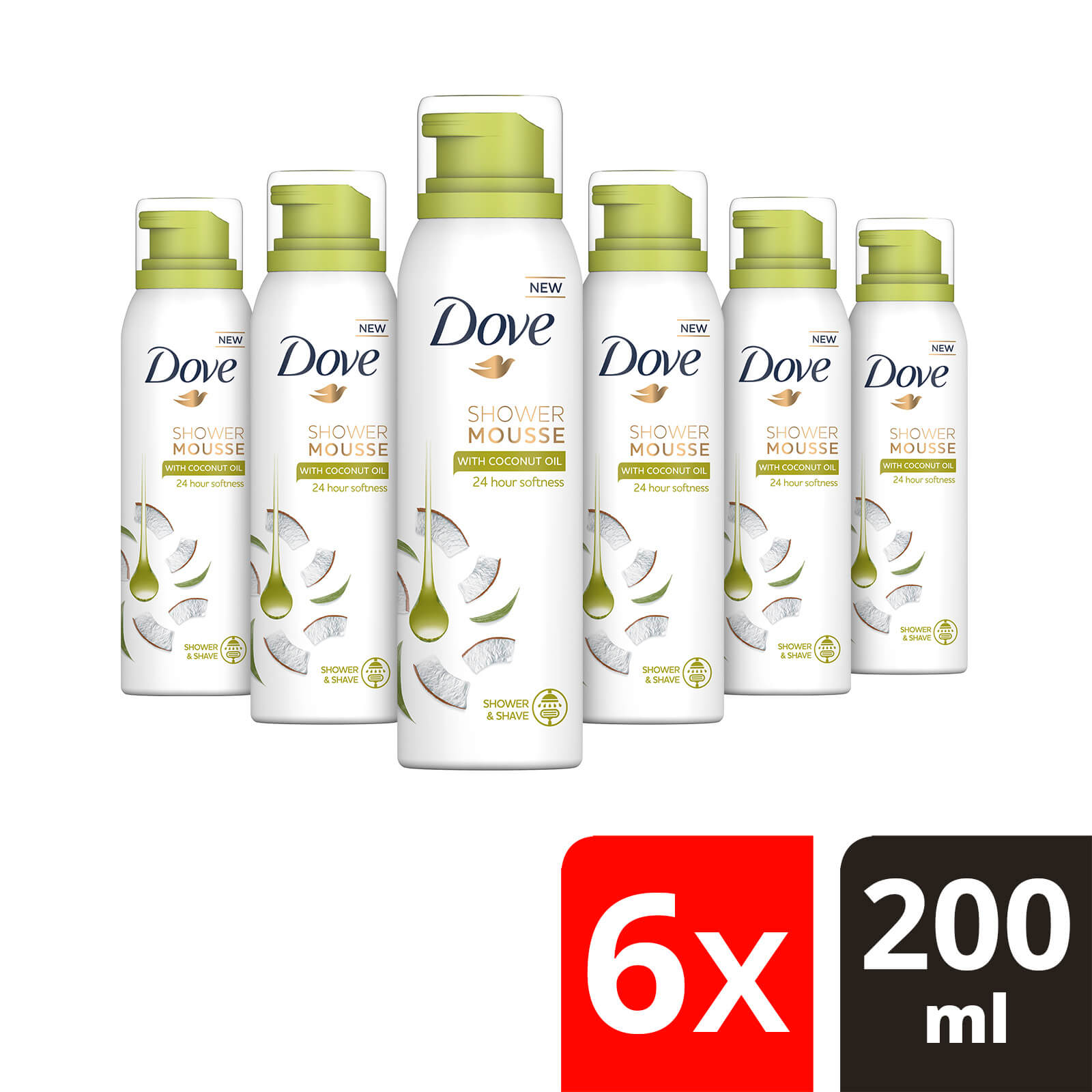 

Dove Coconut Oil Shower Mousse 200ml Pack of 6