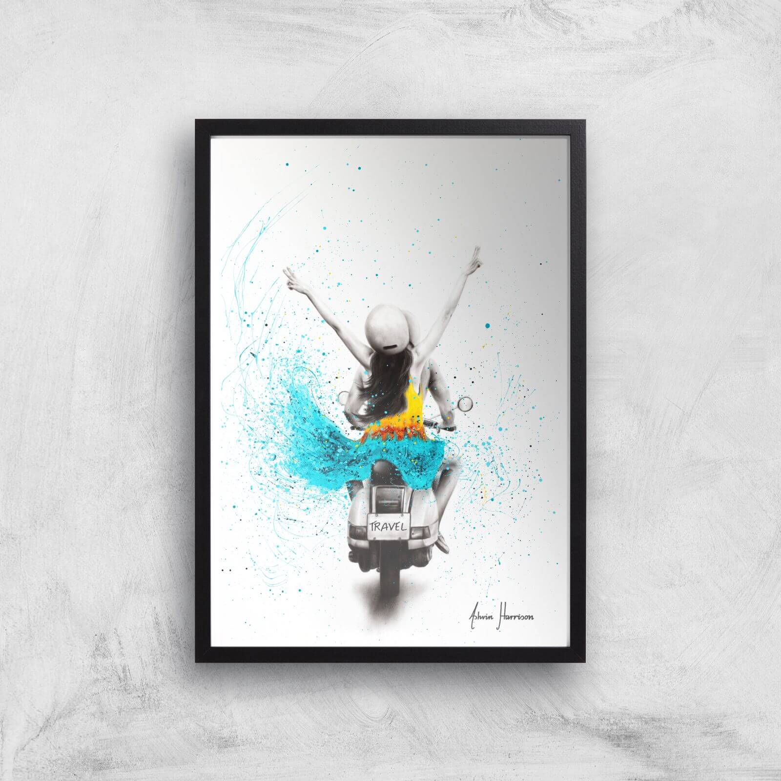 Travel Awaits Giclee Art Print - A4 - Black Frame