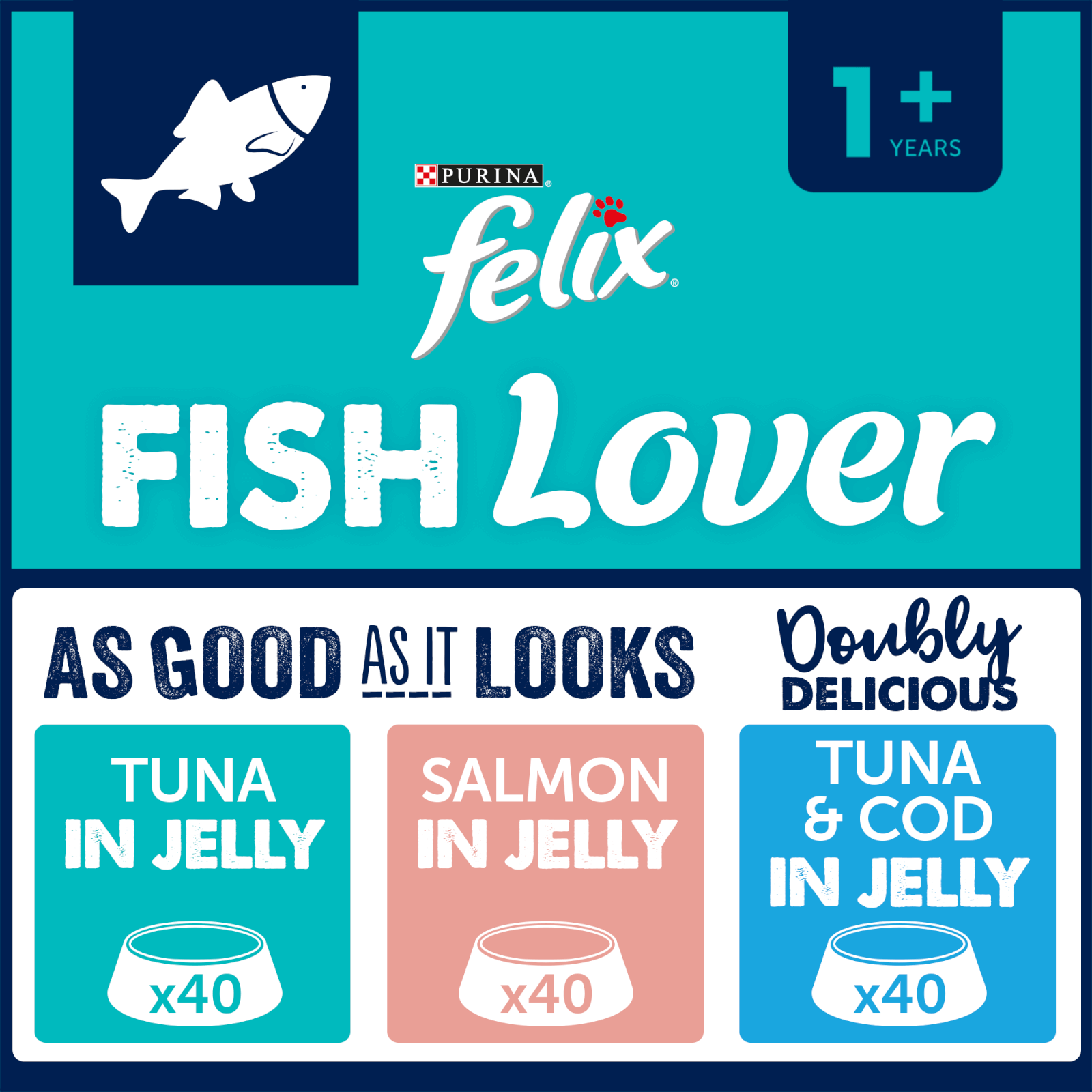 Image of Felix Pre-Mixed Bundle Adult Wet Cat Food Fish Lover 120x100g