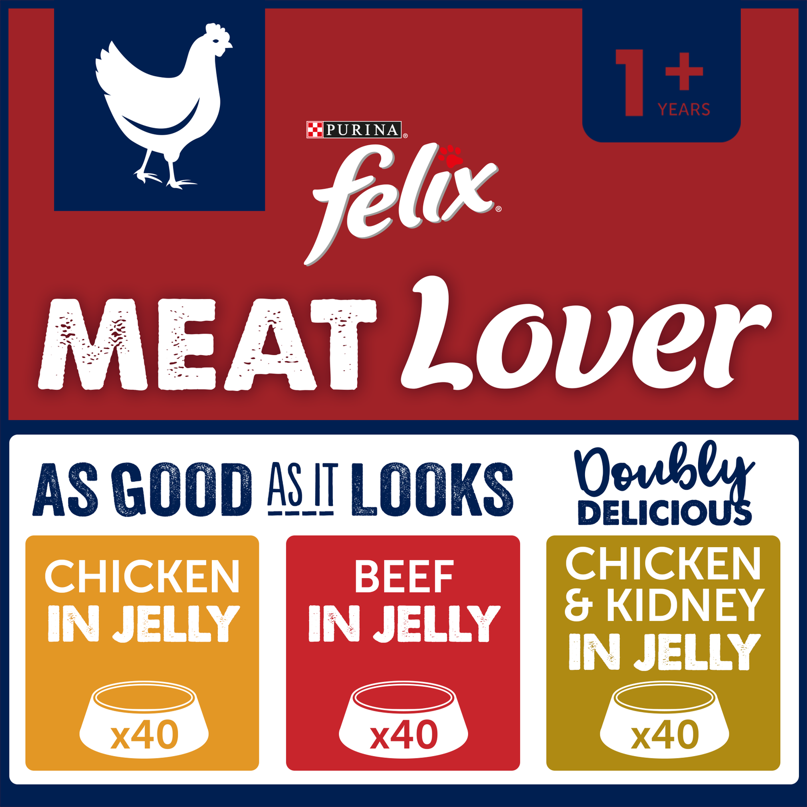 Image of Felix Pre-Mixed Bundle Adult Wet Cat Food Meat Lover 120x100g