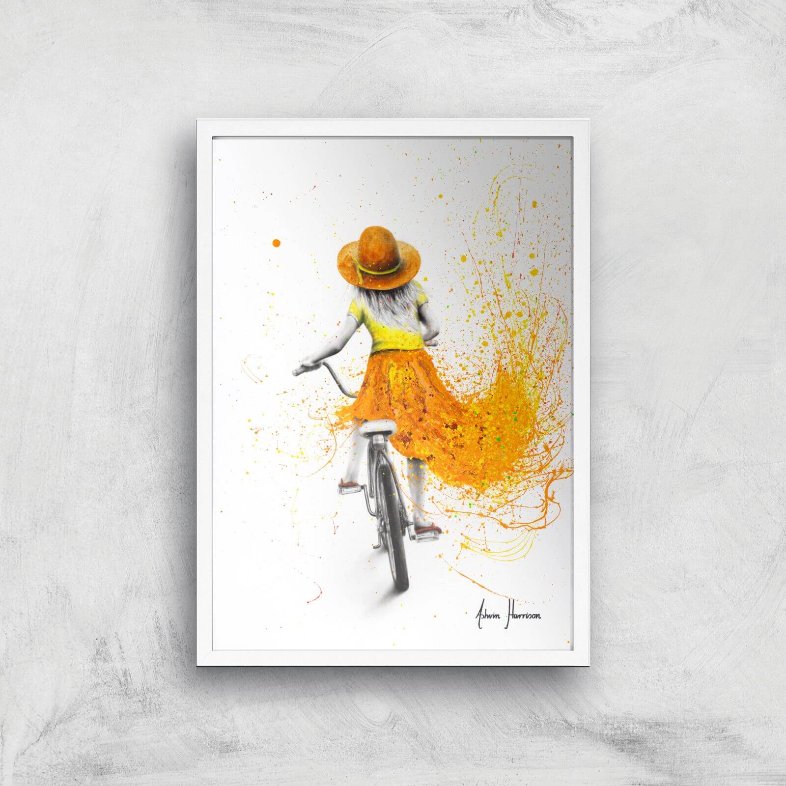 Her First Bicycle Giclee Art Print - A2 - White Frame
