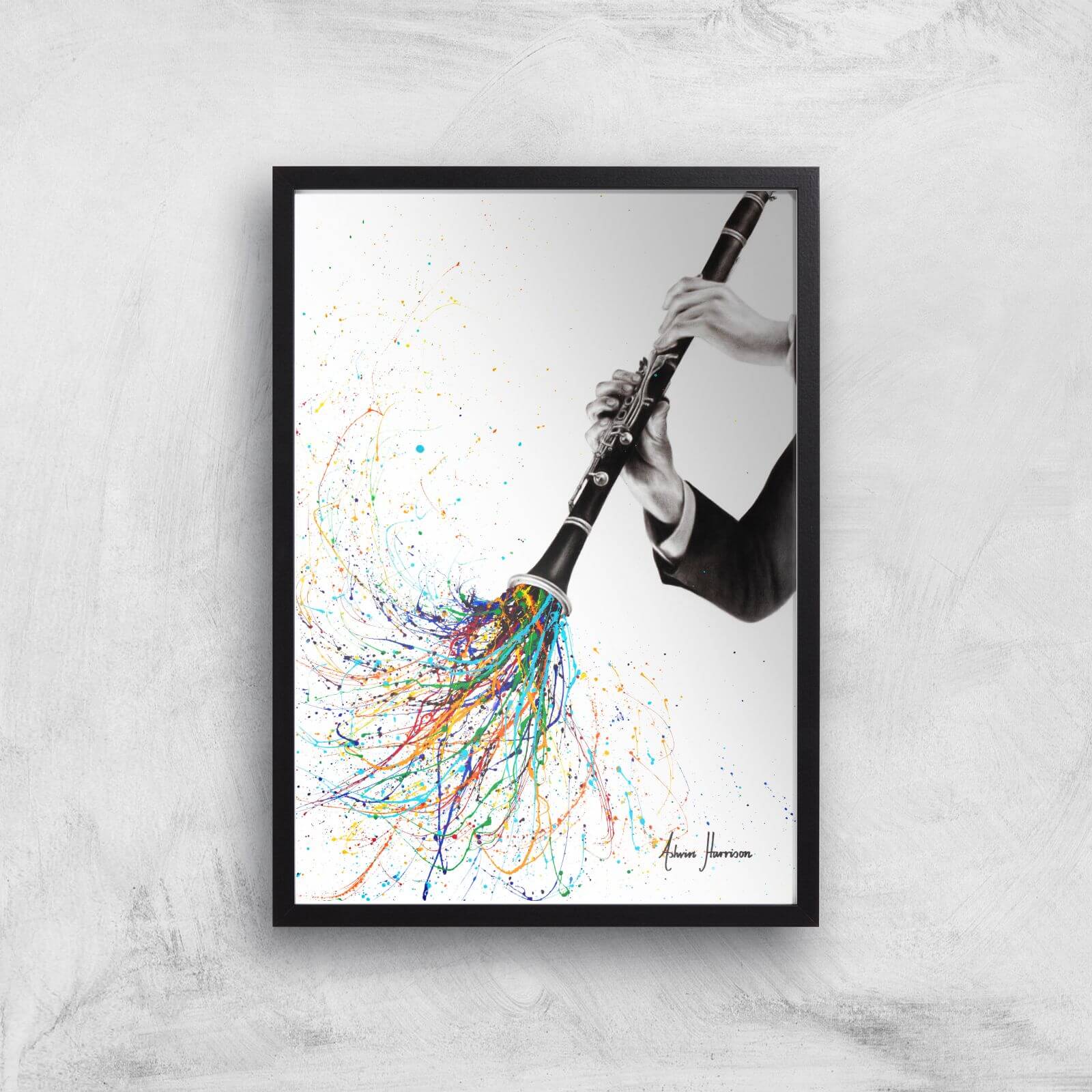 A Clarinet Tune Giclee Art Print - A4 - Black Frame