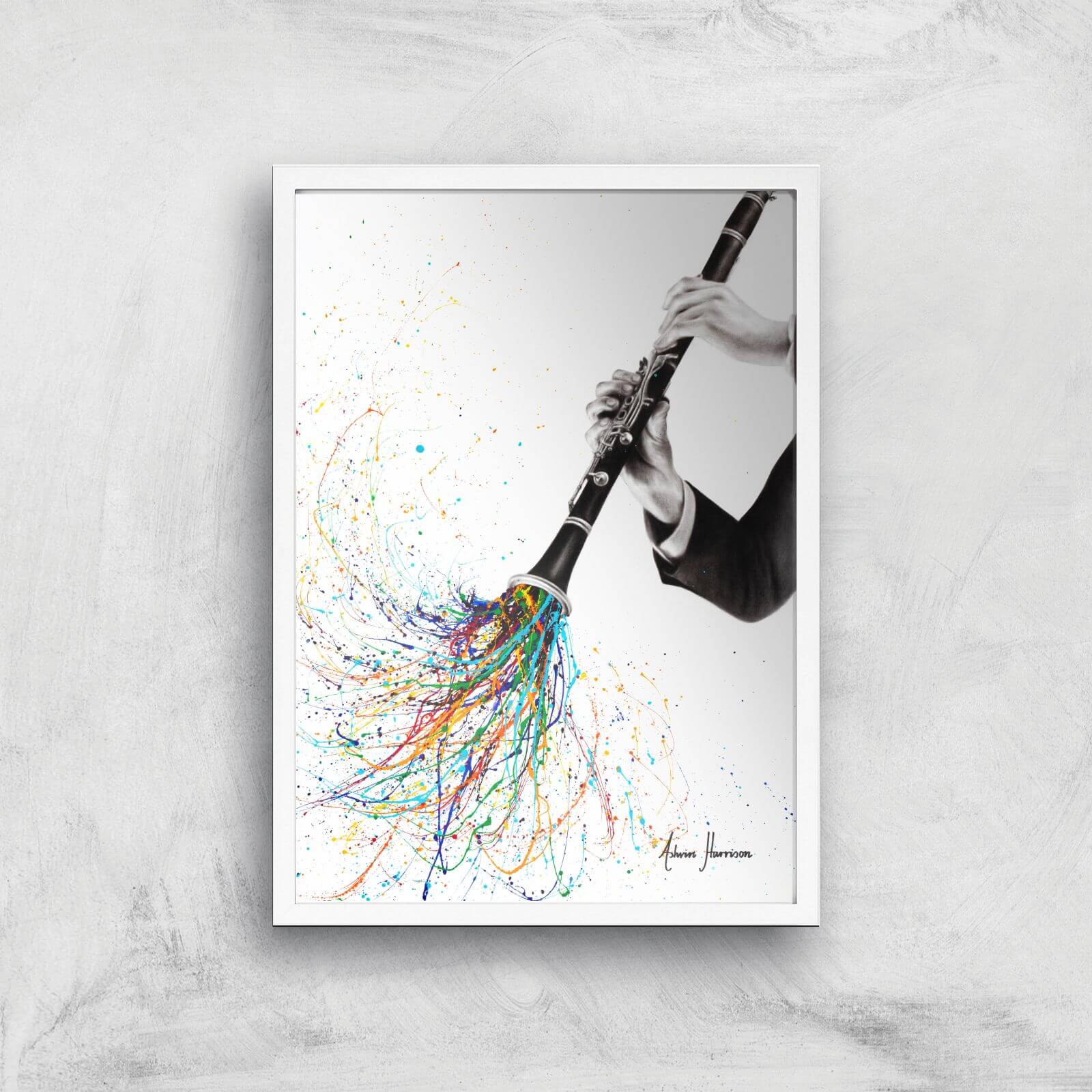 A Clarinet Tune Giclee Art Print - A3 - White Frame