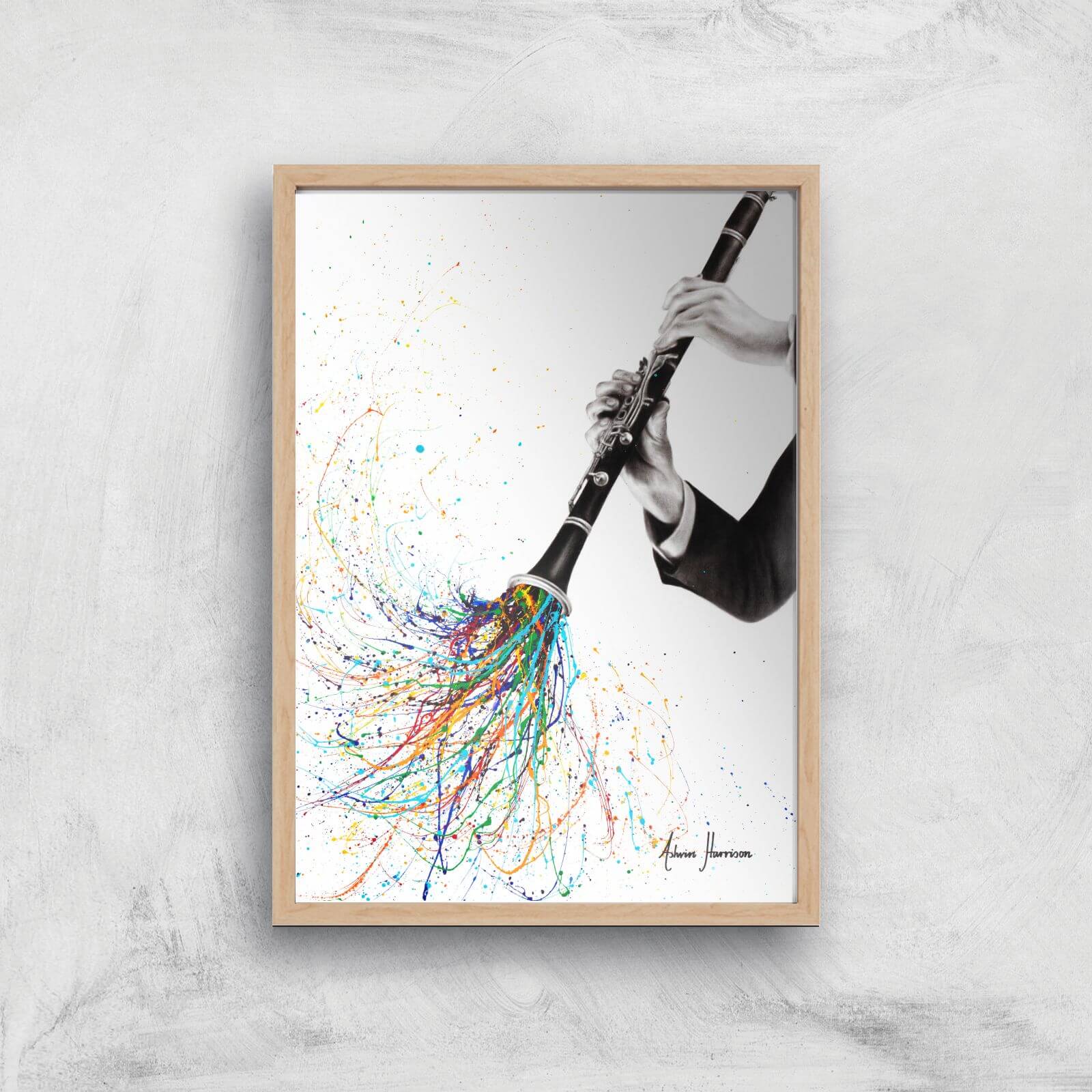 A Clarinet Tune Giclee Art Print - A2 - Wooden Frame