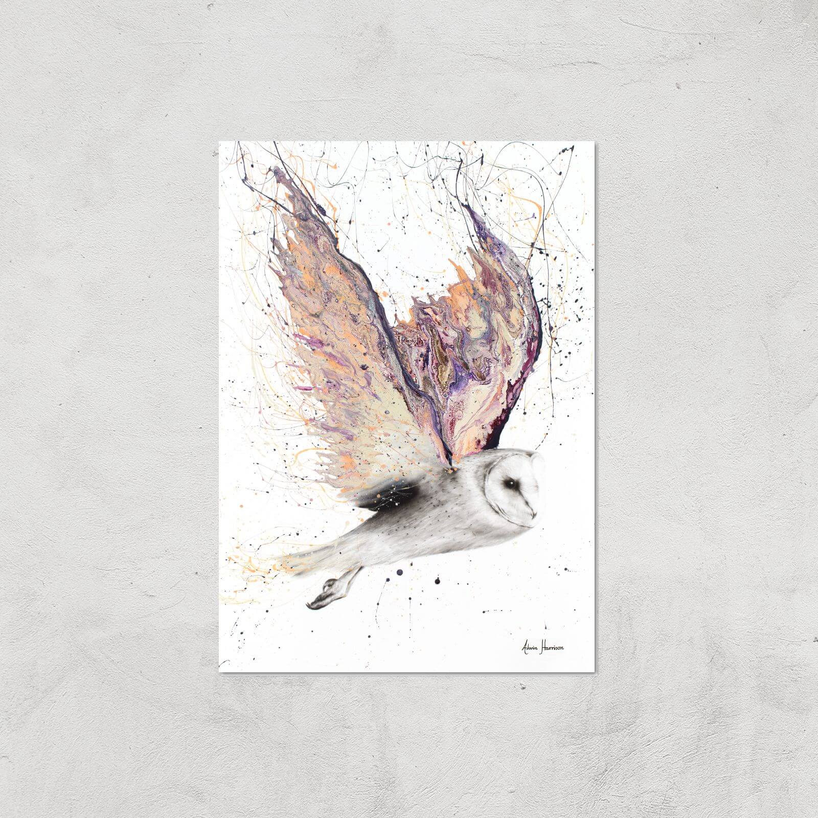 Heart Winged Owl Giclee Art Print - A4 - Print Only