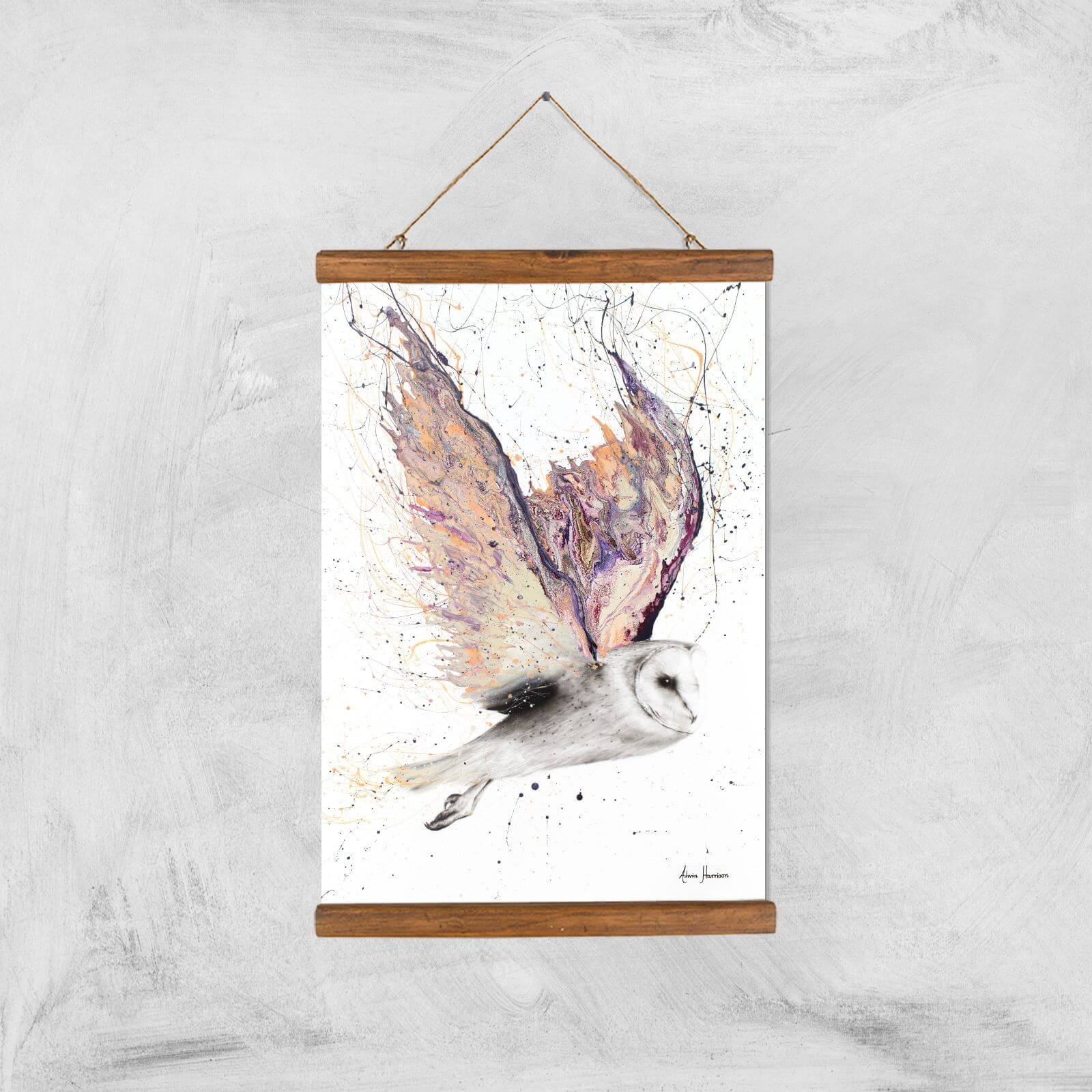 Heart Winged Owl Giclee Art Print - A3 - Wooden Hanger
