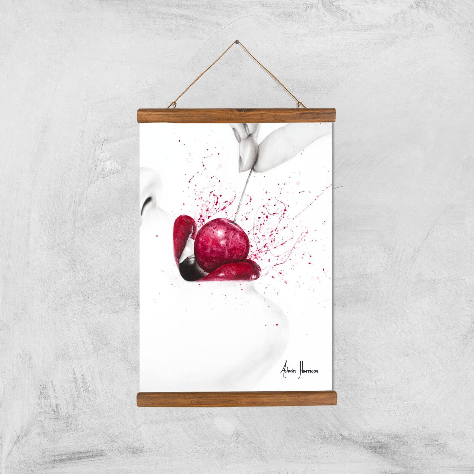 Little Sweet Cherry Giclee Art Print - A3 - Wooden Hanger