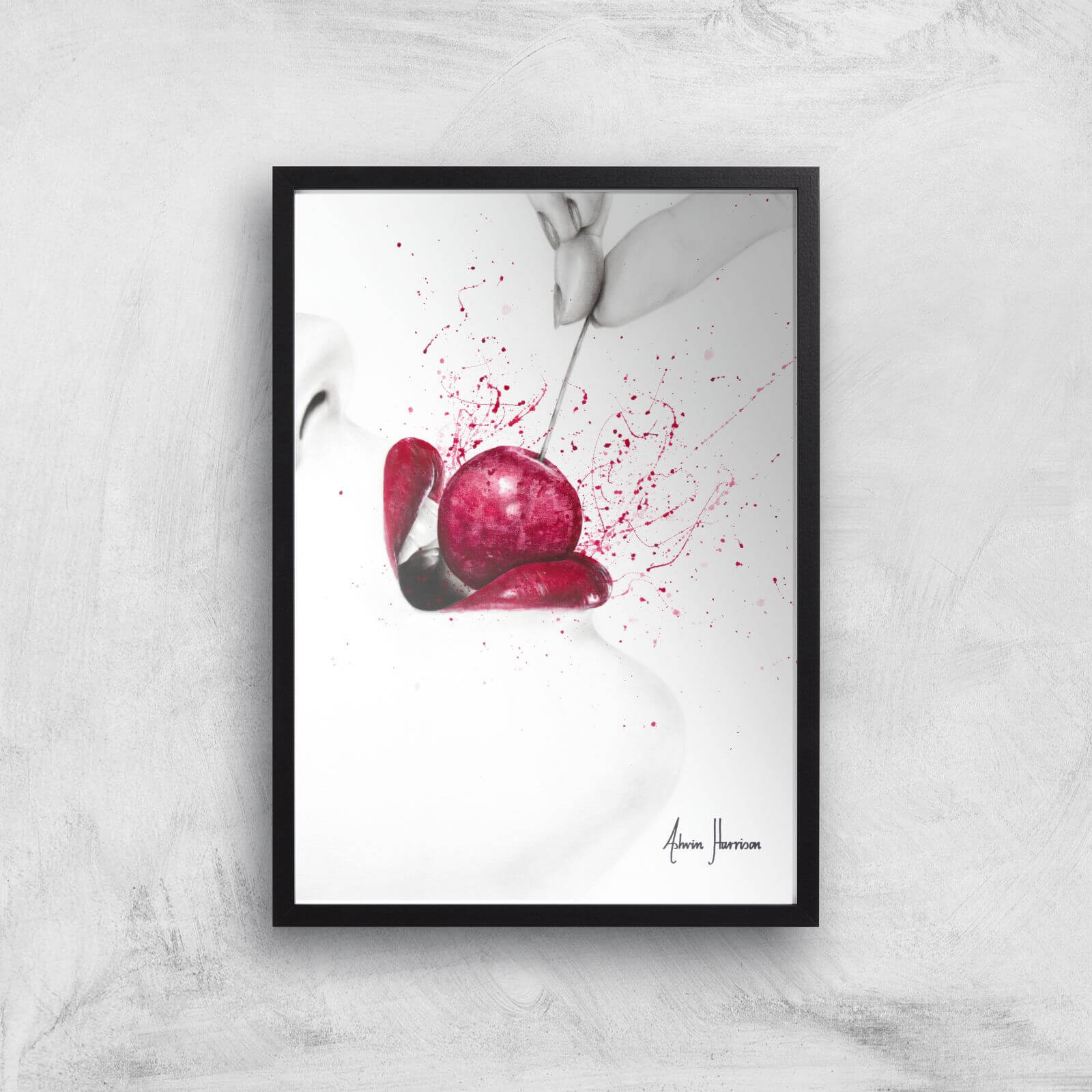 Little Sweet Cherry Giclee Art Print - A2 - Black Frame