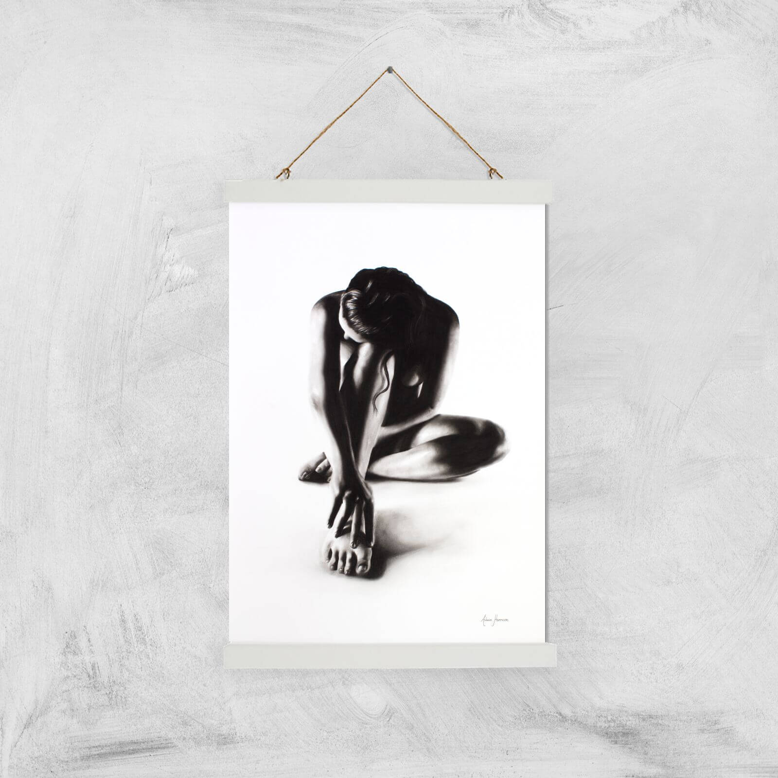 Nude Woman Charcoal Study 41 Giclee Art Print - A3 - White Hanger