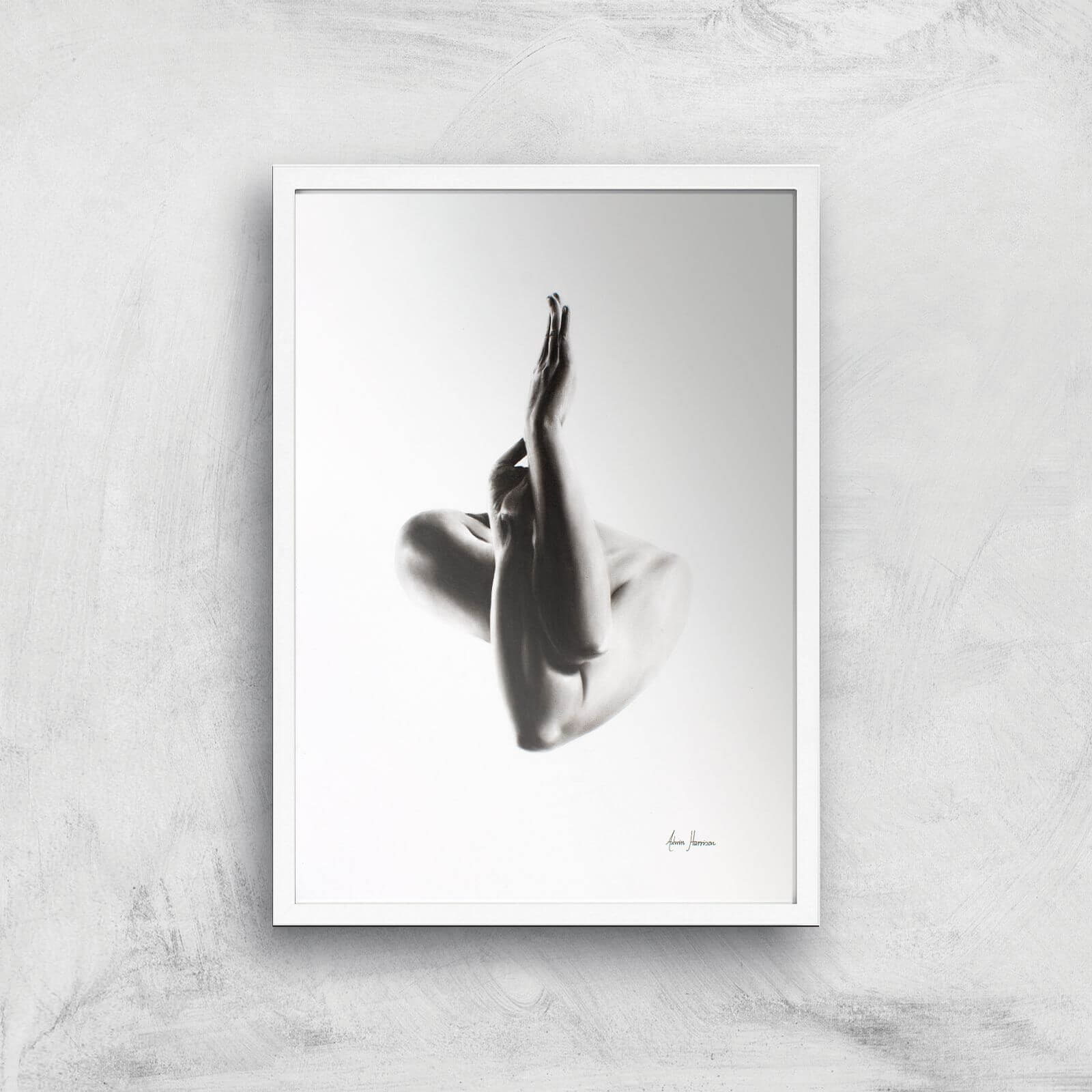 Nude Woman Charcoal Study 47 Giclee Art Print - A3 - White Frame