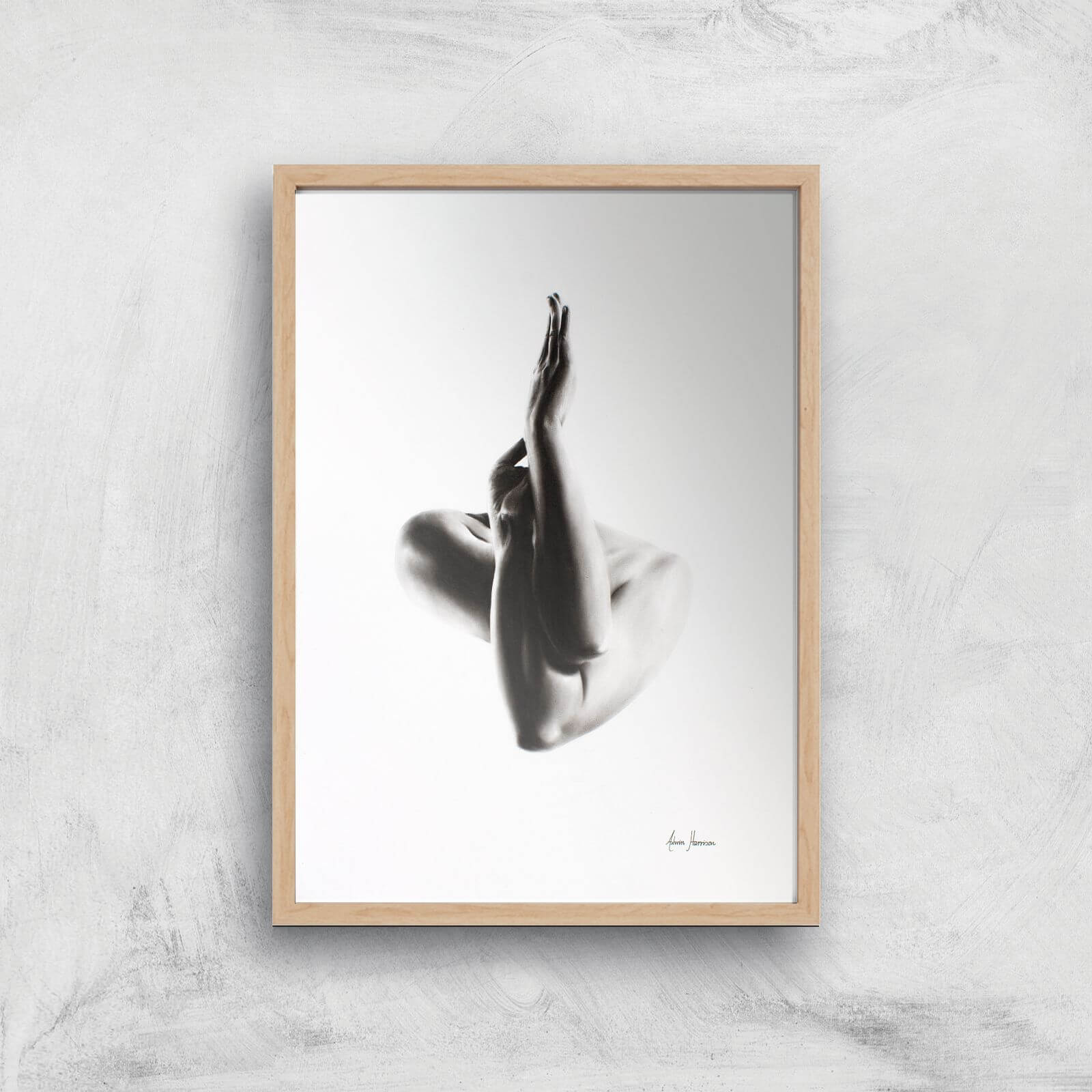Nude Woman Charcoal Study 47 Giclee Art Print - A2 - Wooden Frame